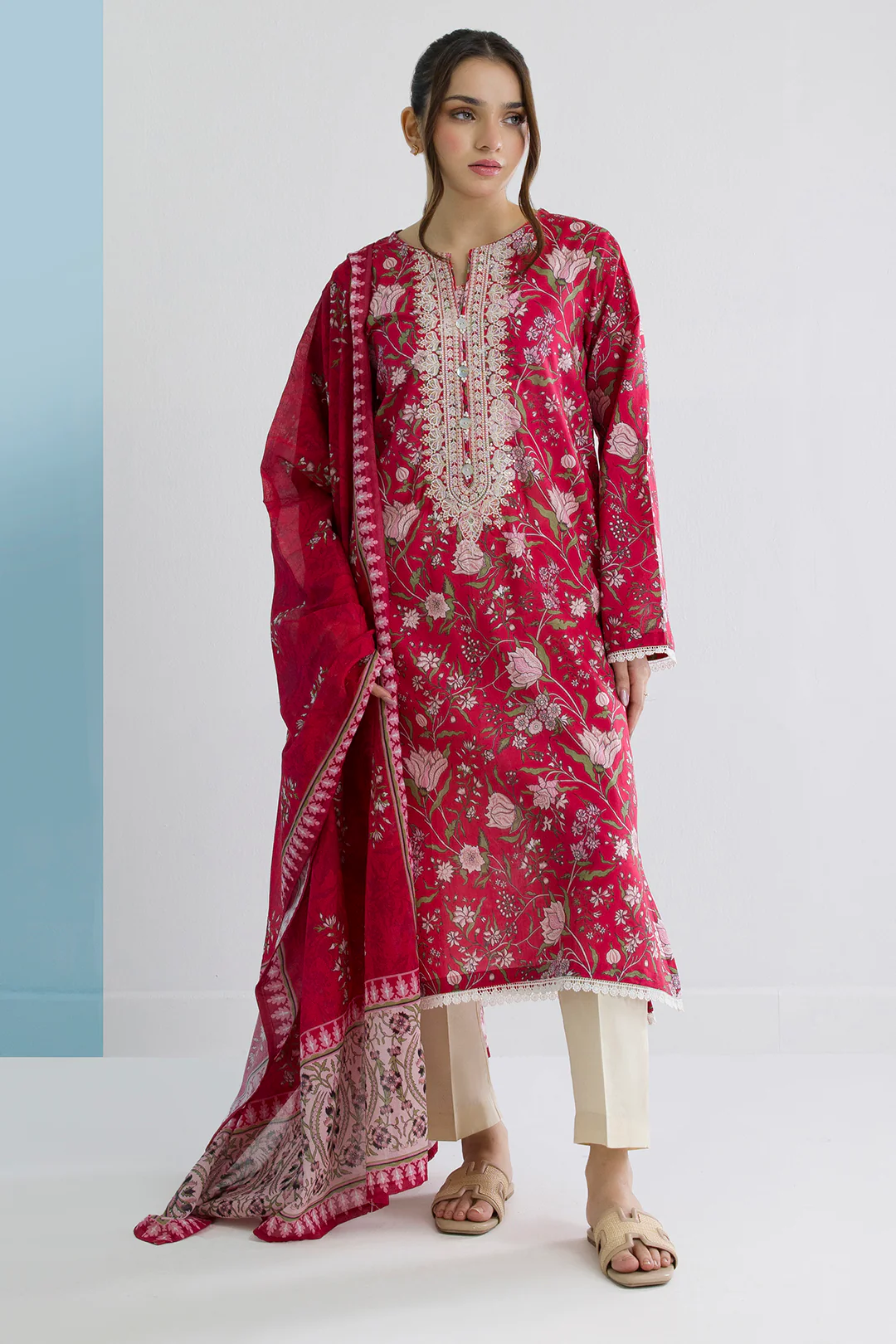 Embroidered Kurta Dupatta - 2041 - Image 4