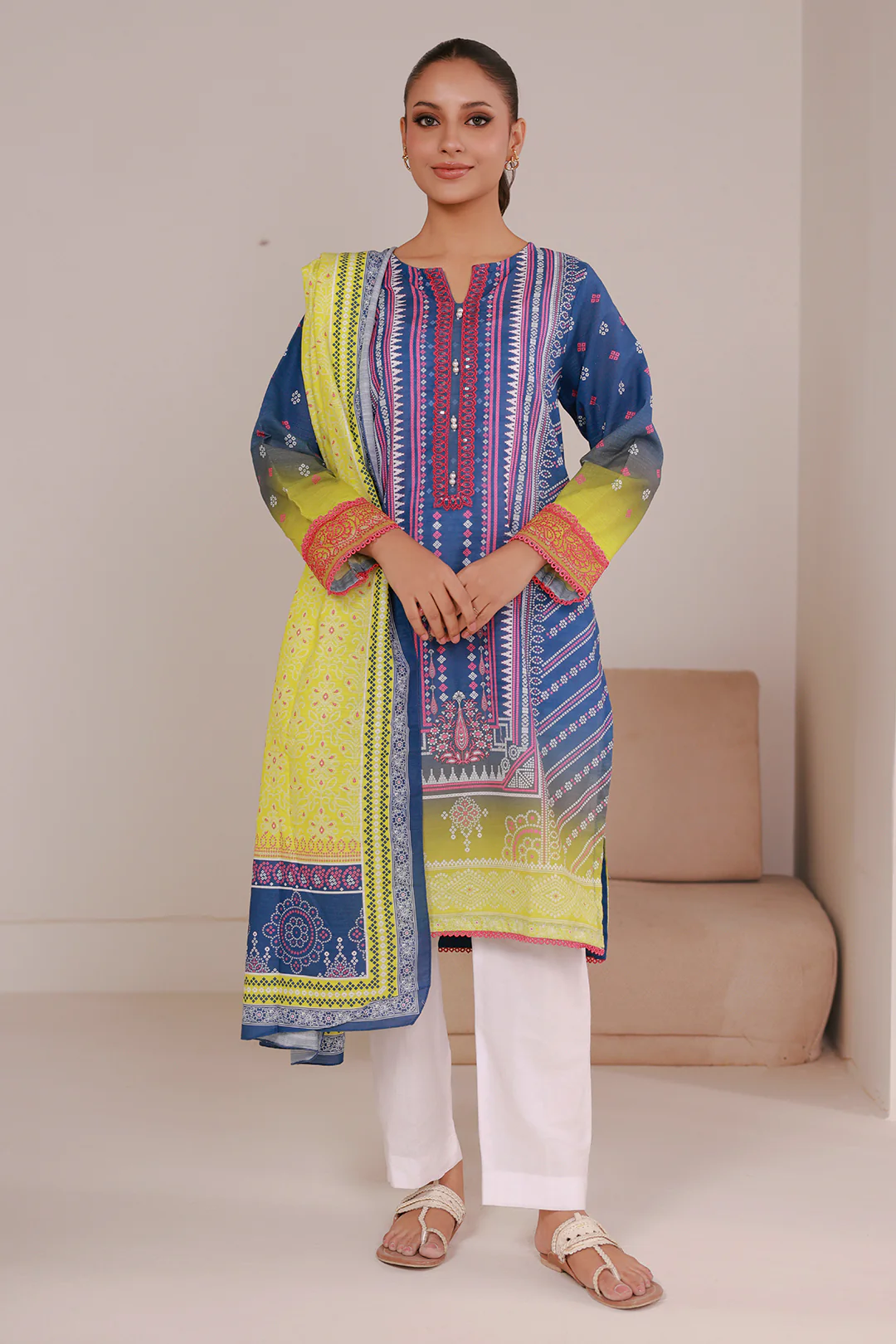 Embroidered Kurta Dupatta - 2936 - Image 2