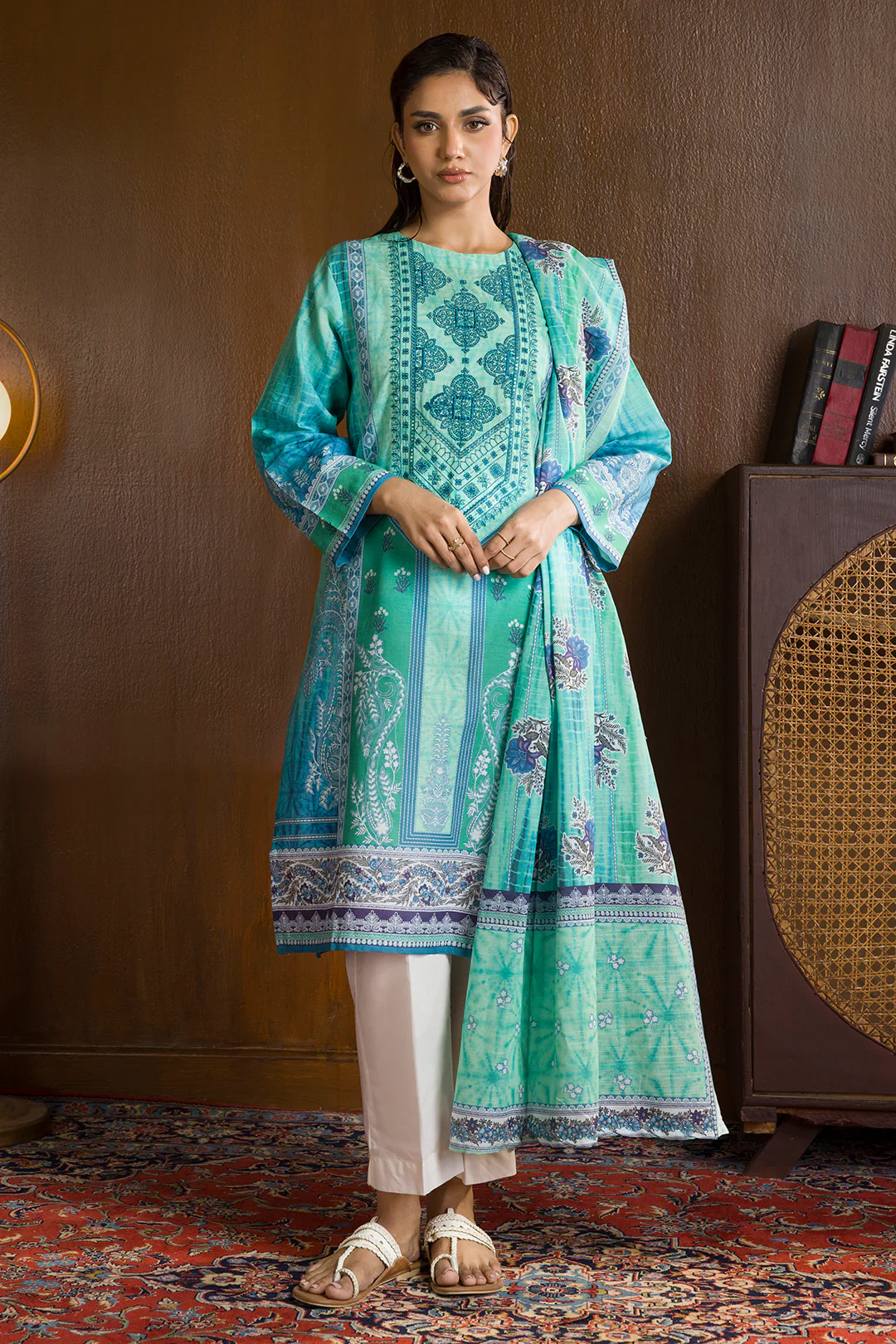 Embroidered Kurta Dupatta - 3064 - Image 2