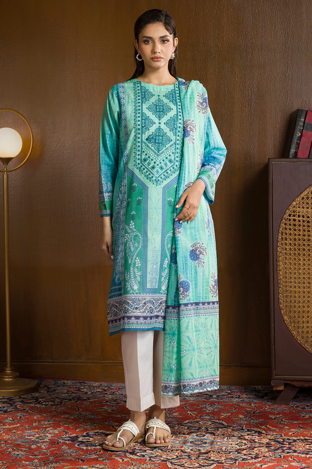 Embroidered Kurta Dupatta - 3064 - Image 4