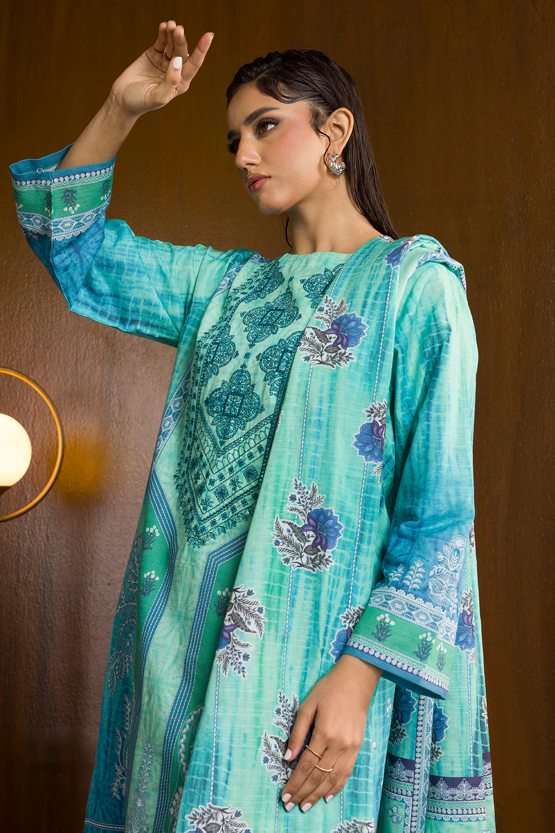 Embroidered Kurta Dupatta - 3064 - Image 9