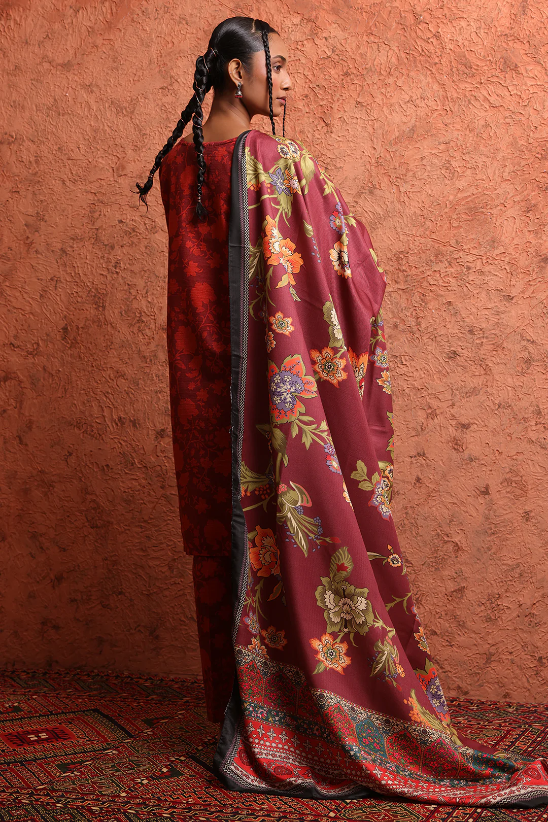 Embroidered Kurta Shawl Trouser - 1463 - Image 5