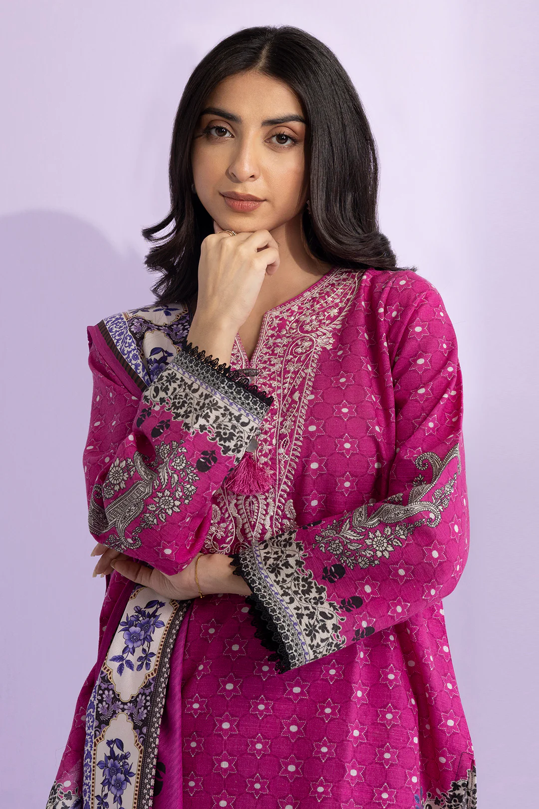 Embroidered Kurta Shawl Trouser - 2952 - Image 4