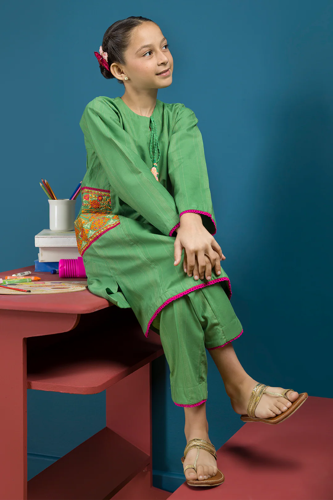 Embroidered Kurta Trouser - 2217 - Image 9
