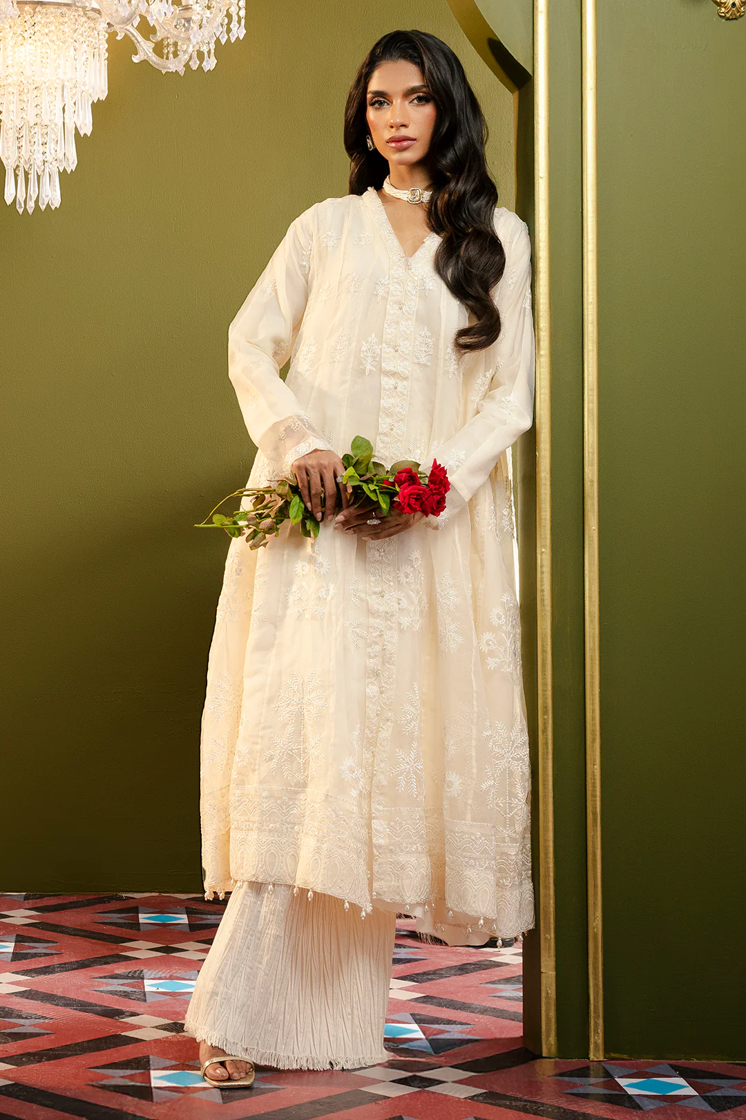 Front Open Frock With Crushed Plazo - 0711 - Image 11