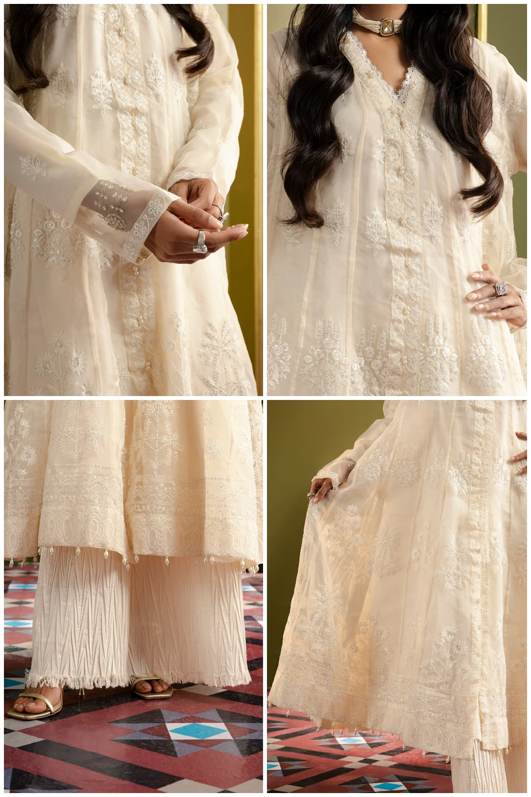 Front Open Frock With Crushed Plazo - 0711 - Image 2