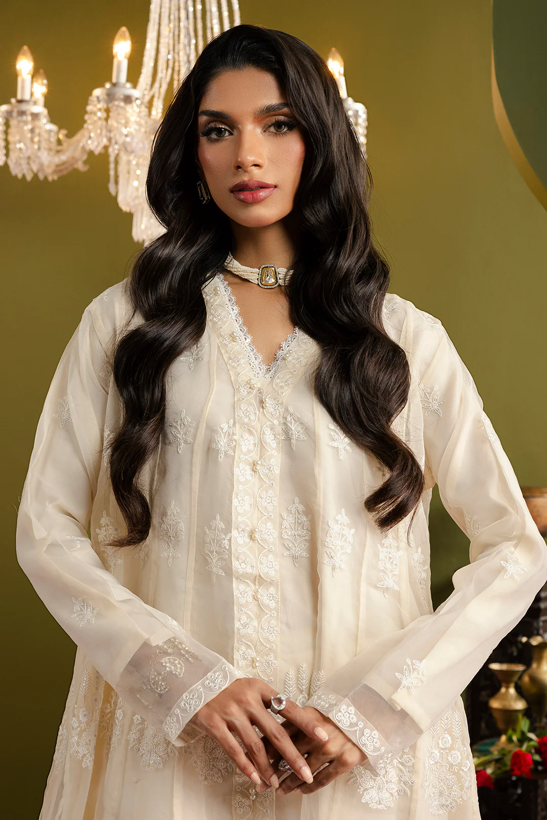 Front Open Frock With Crushed Plazo - 0711 - Image 3