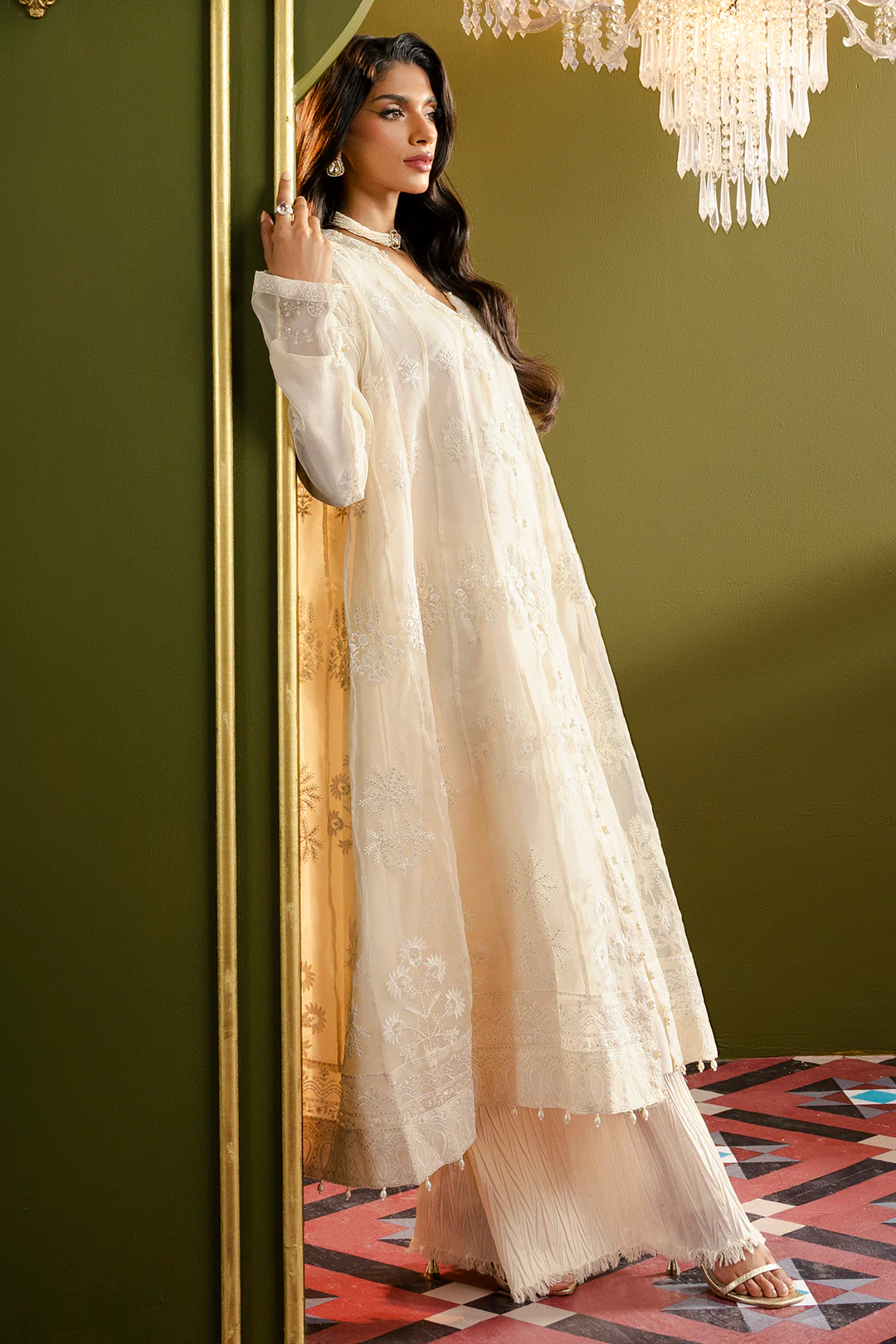 Front Open Frock With Crushed Plazo - 0711 - Image 7