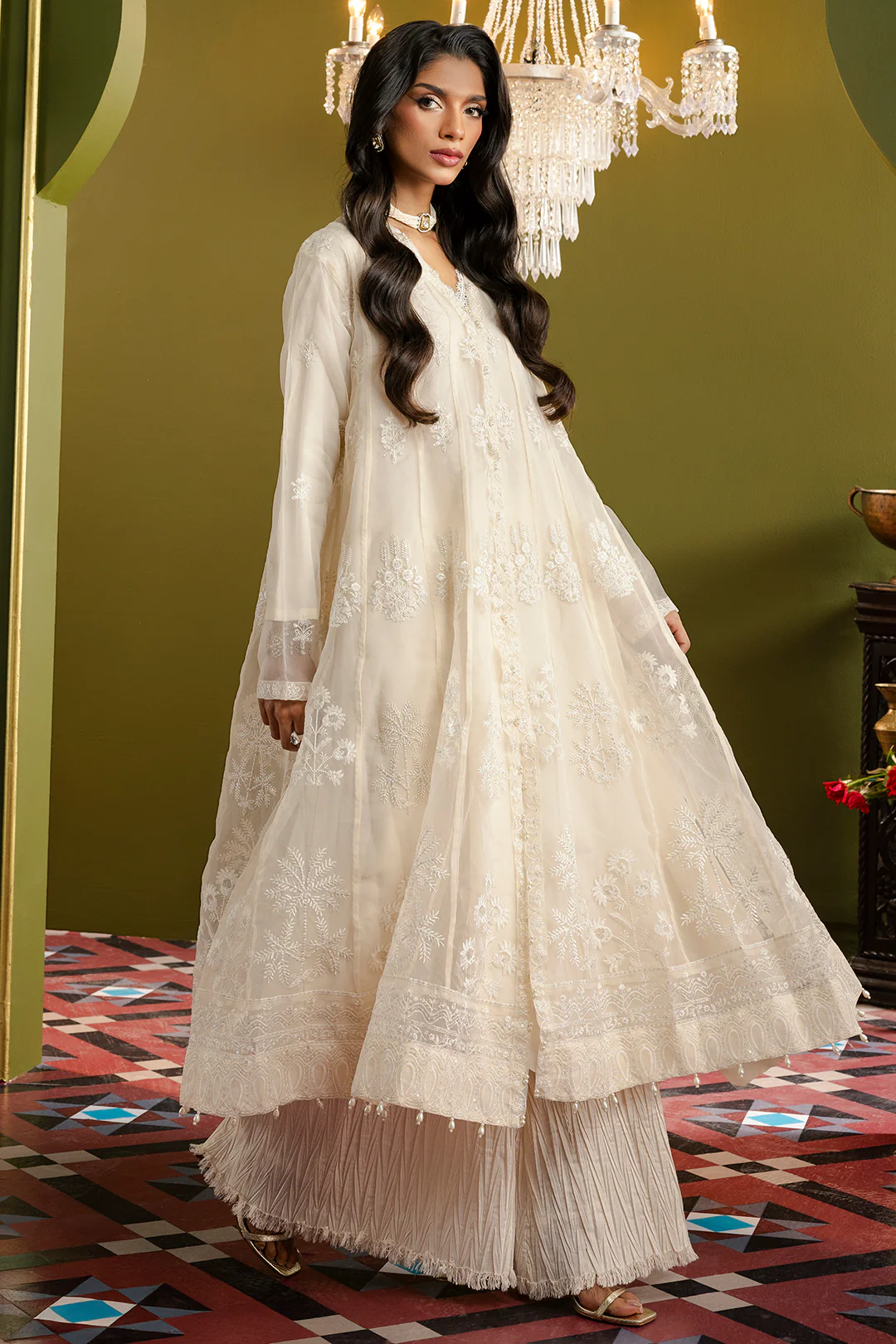 Front Open Frock With Crushed Plazo - 0711 - Image 9