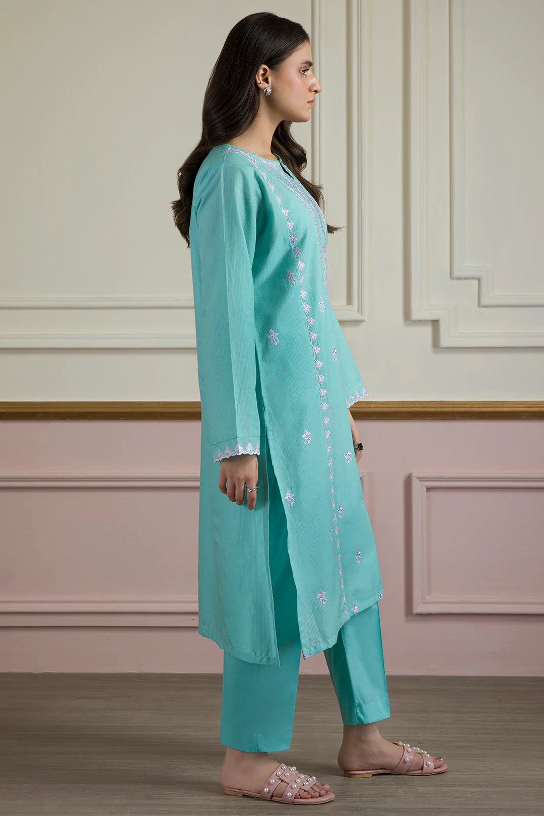Embroidered Kurta Trouser - 1696 - Image 10