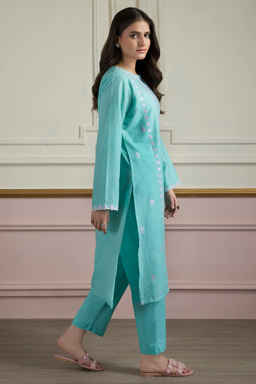 Embroidered Kurta Trouser - 1696 - Image 9