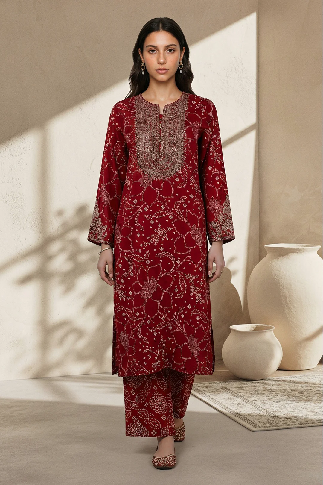 Embroidered Kurta Trouser - 2389