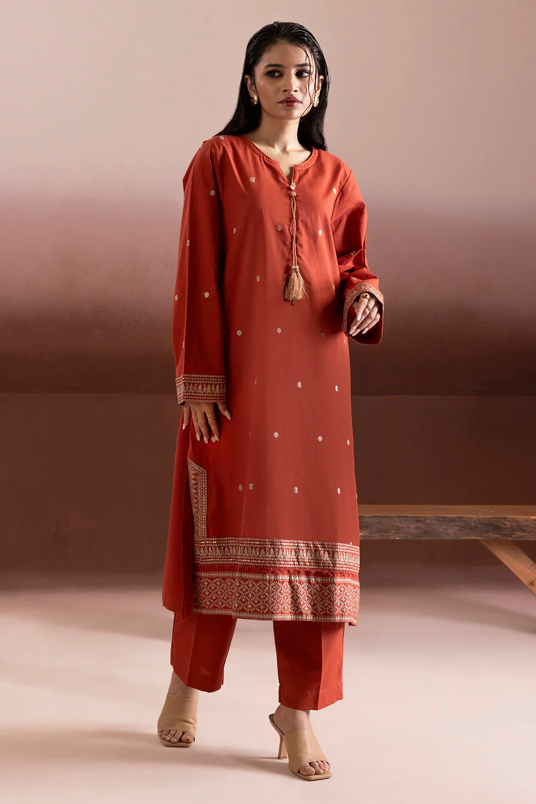 Embroidered Kurta Trouser - 3377 - Image 4