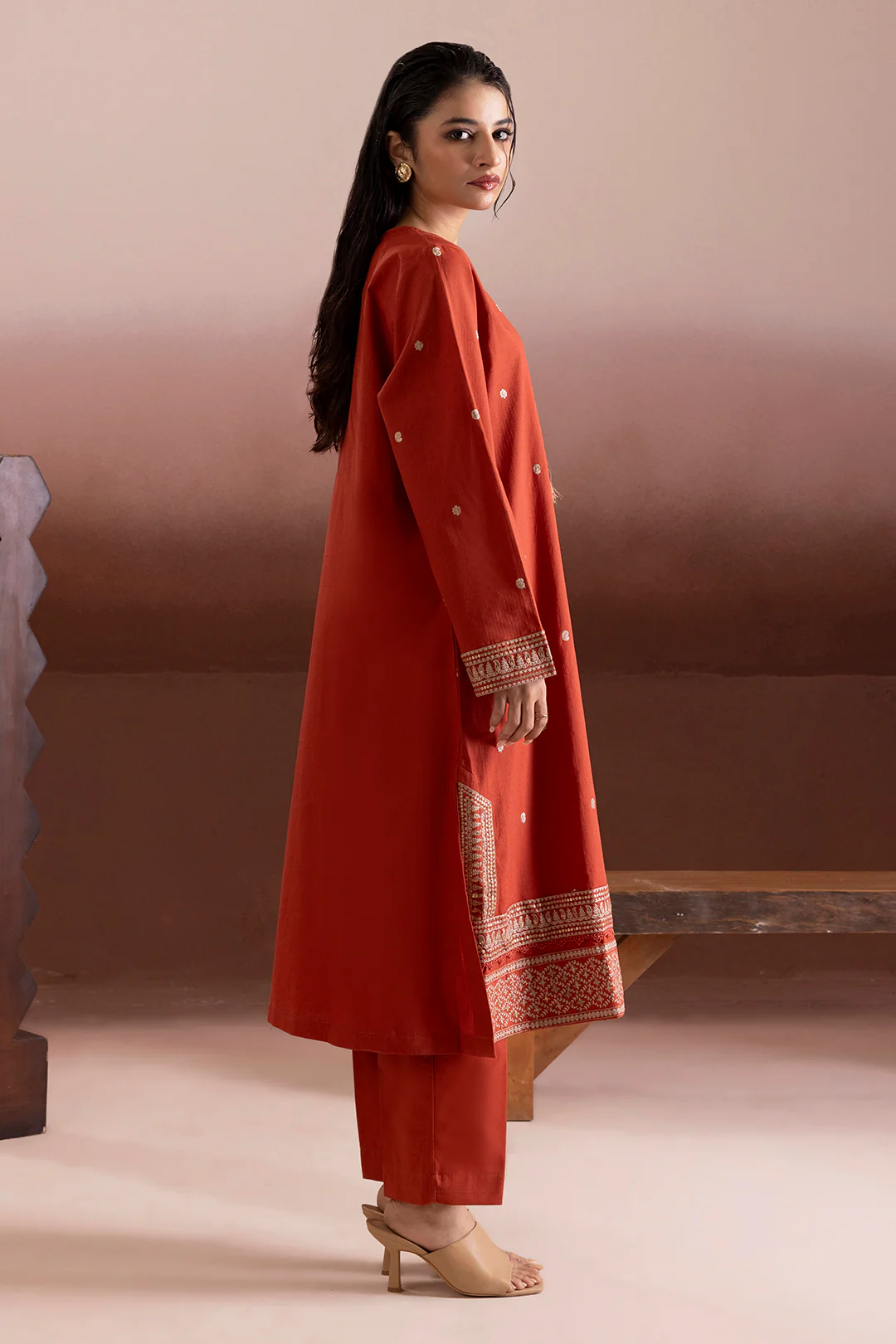 Embroidered Kurta Trouser - 3377 - Image 9