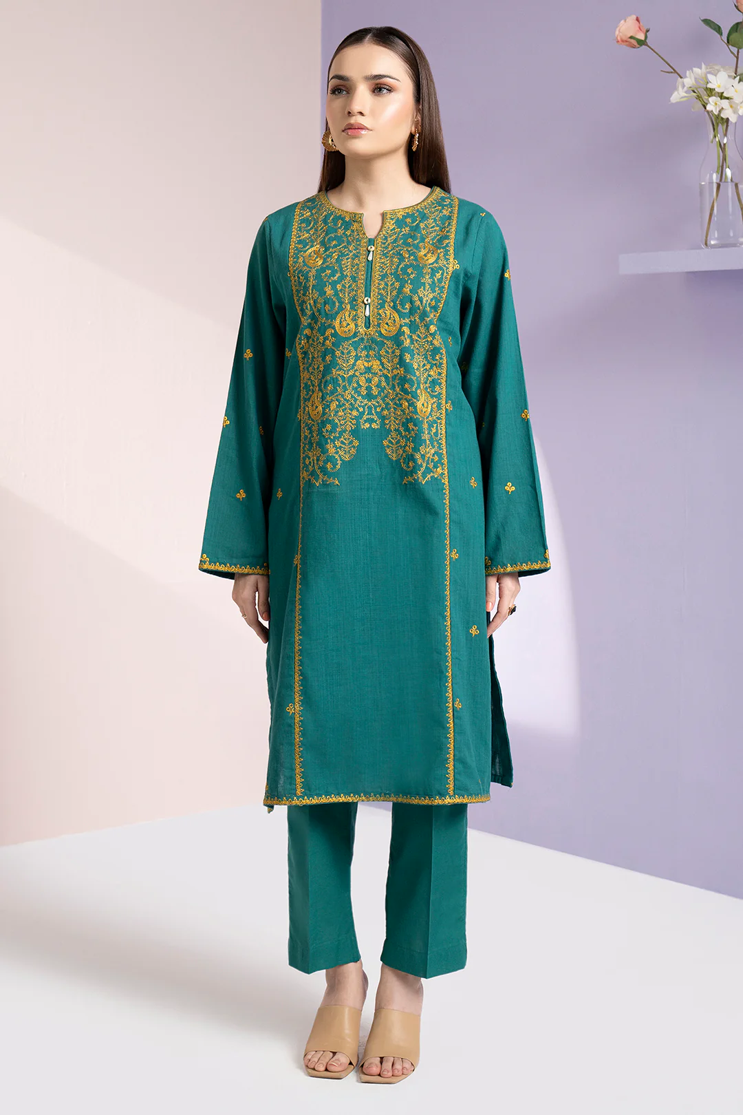 Embroidered Kurta Trouser - 3367