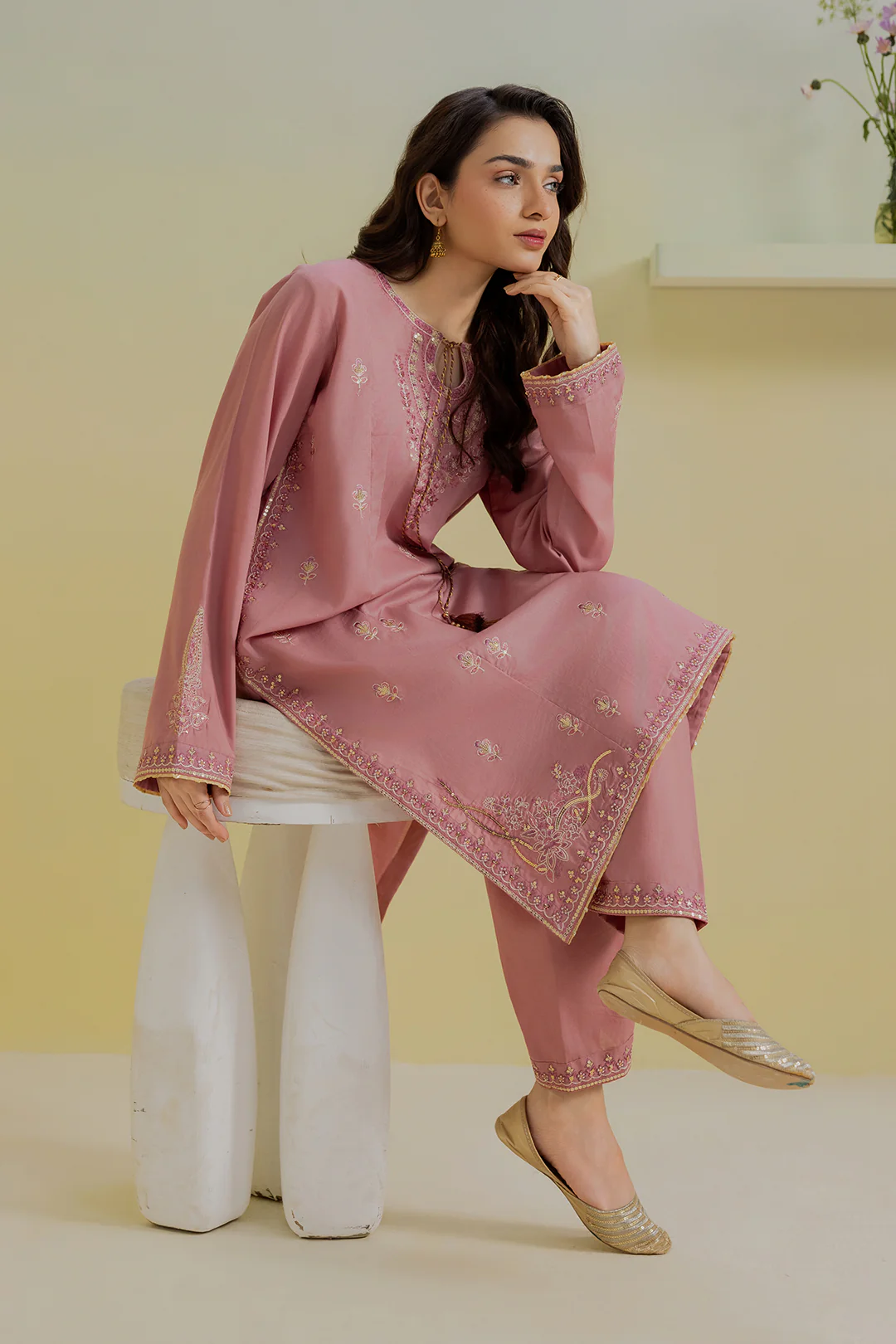 Embroidered Kurta Trouser - 2552 - Image 10
