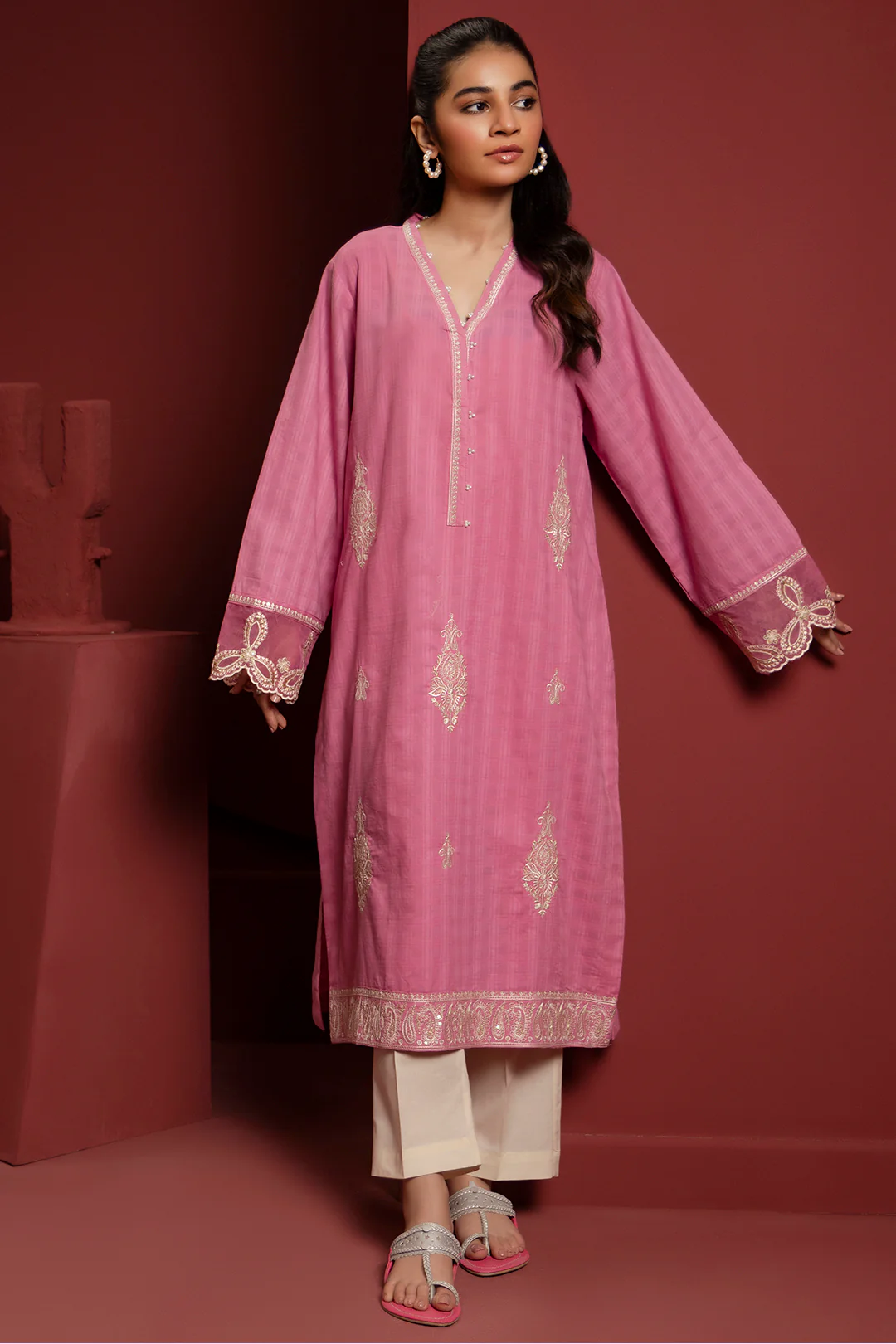 Embroidered Kurta - 2056 - Image 2