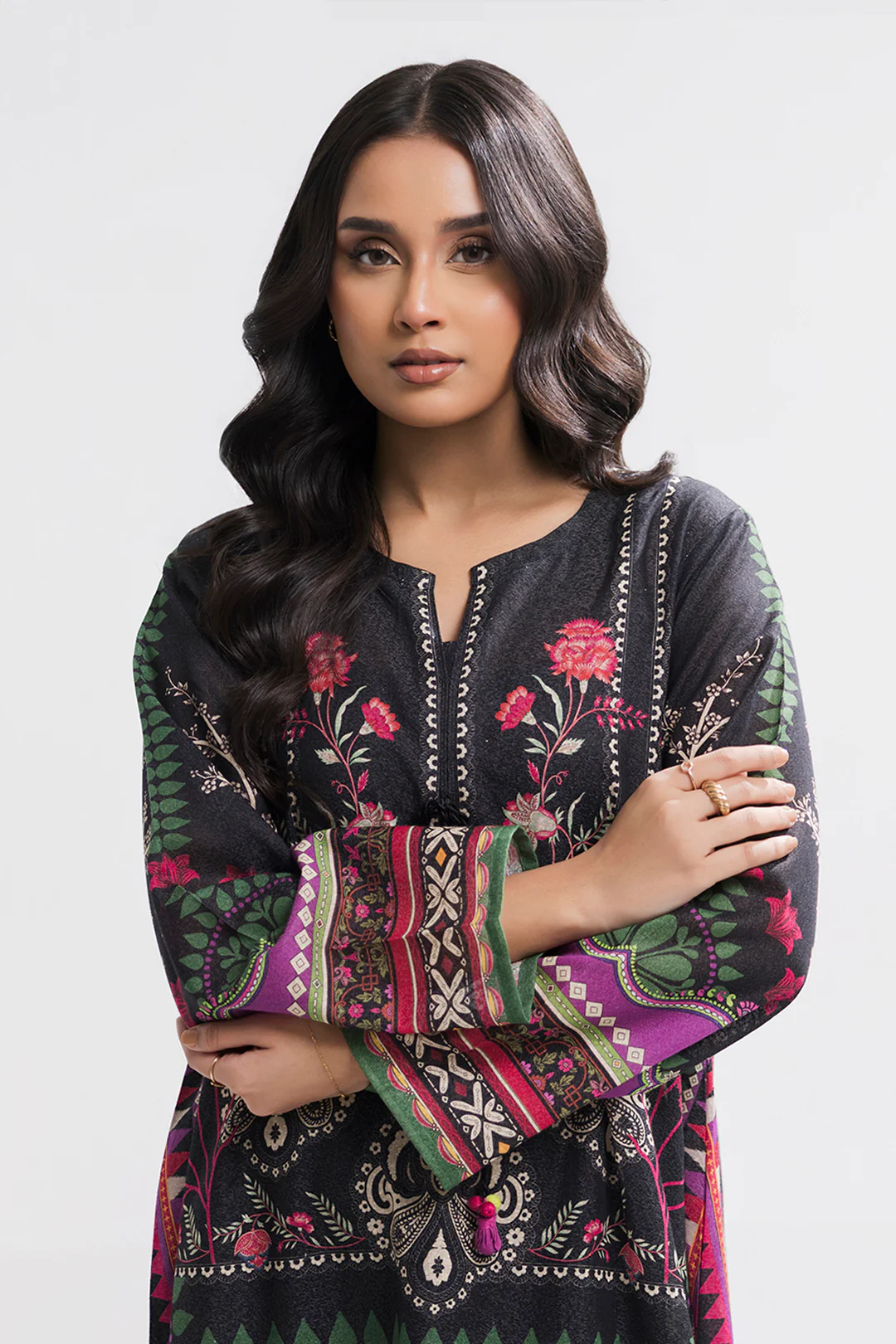Printed Kaftaan Slub Textured Dress - 2893 - Image 8