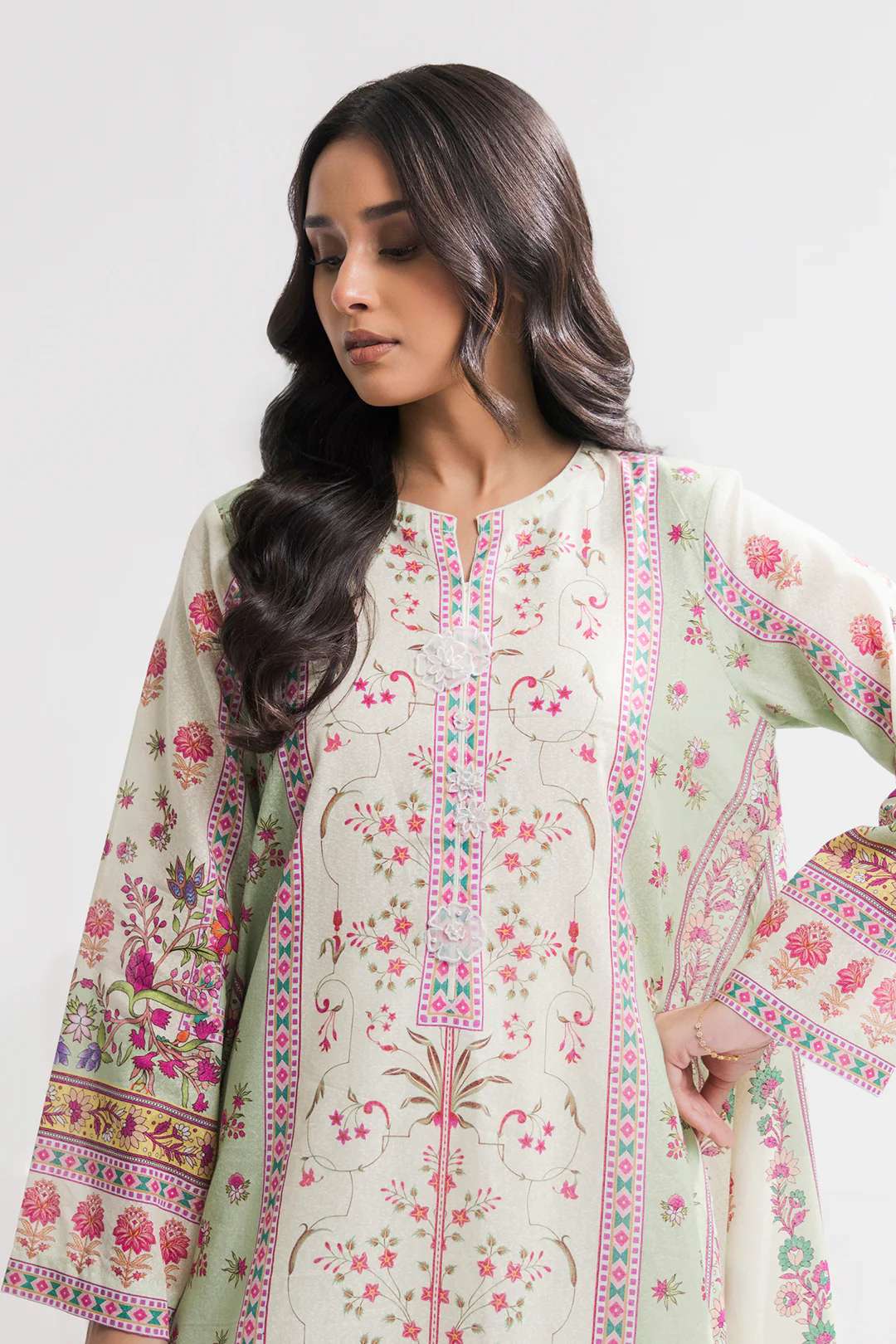 Printed Kaftaan Slub Textured Dress - 2897 - Image 8