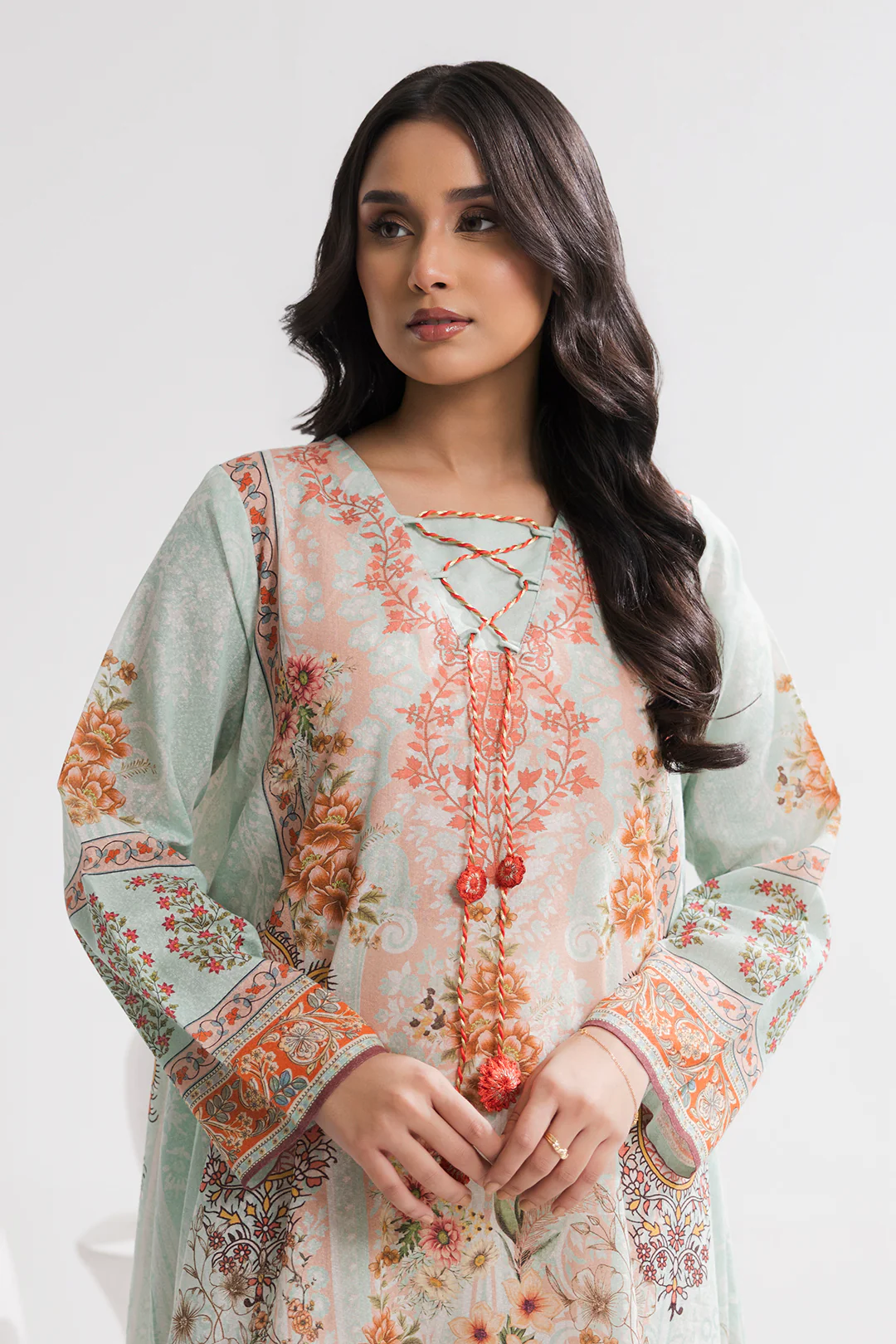 Printed Kaftaan Slub Textured Dress - 2898 - Image 2