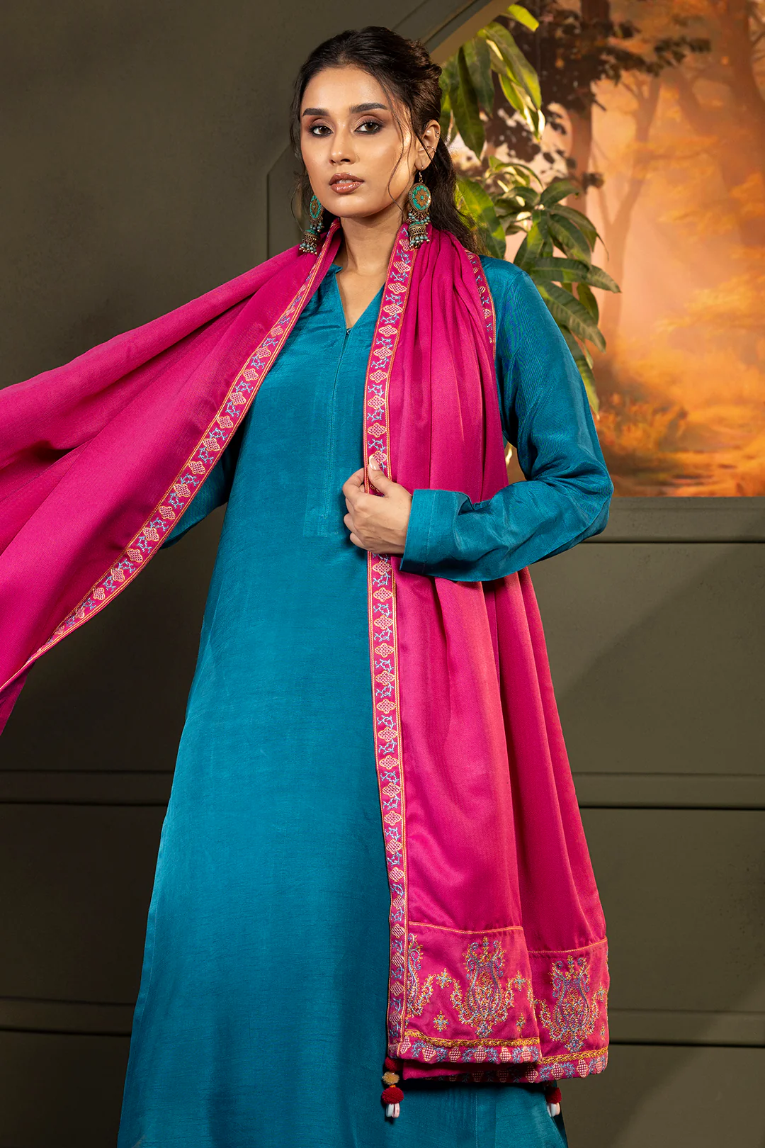 Embroidered Shawl - 0011 - Image 4