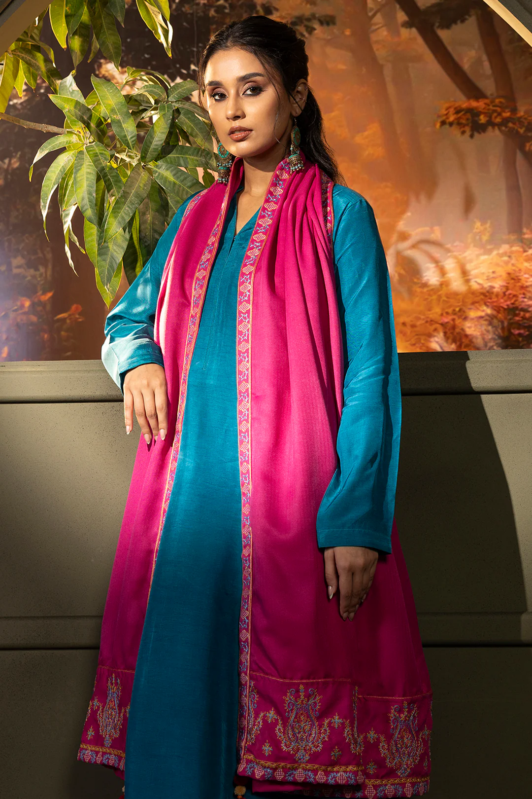 Embroidered Shawl - 0011 - Image 7