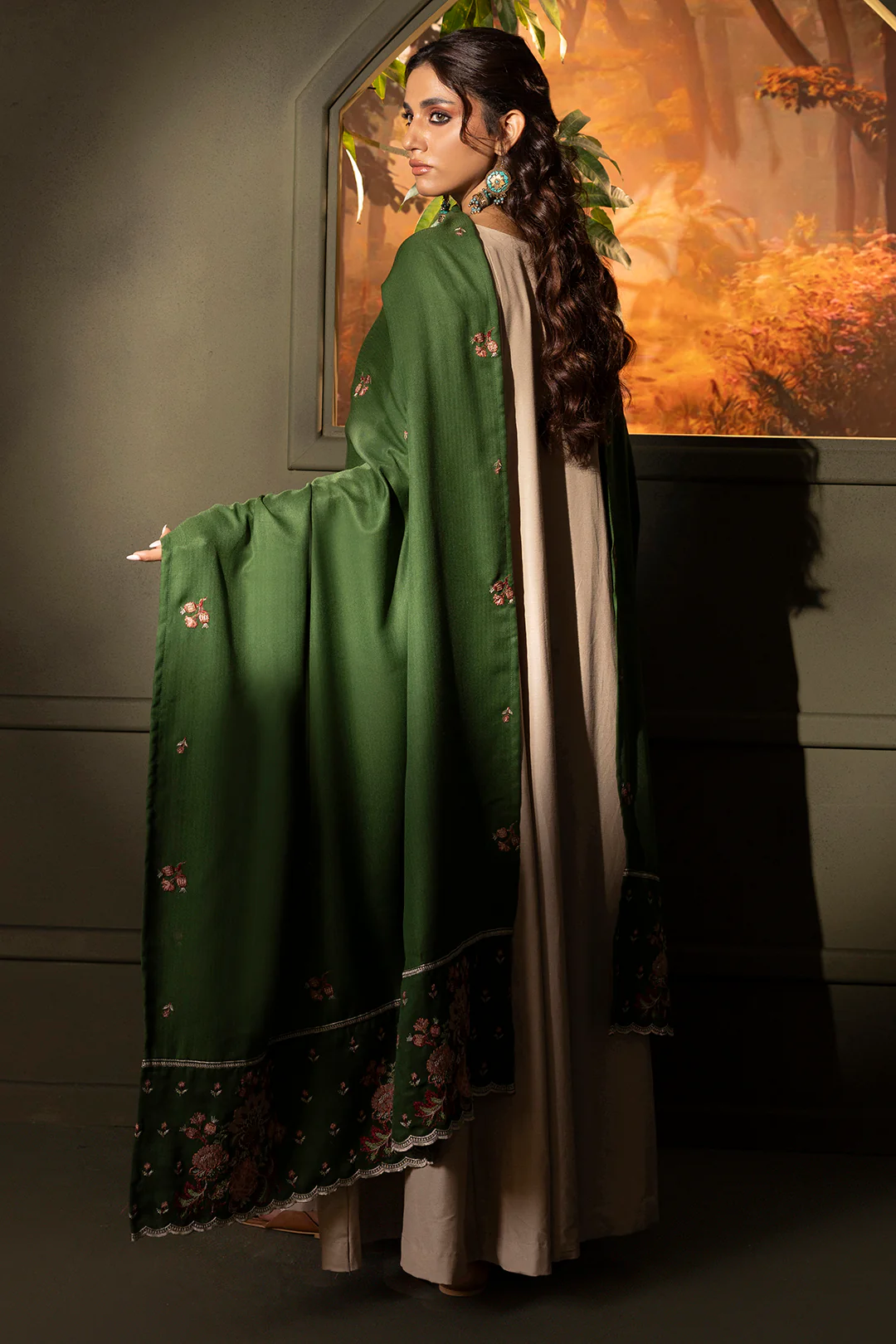 Embroidered Shawl - 0012 - Image 5