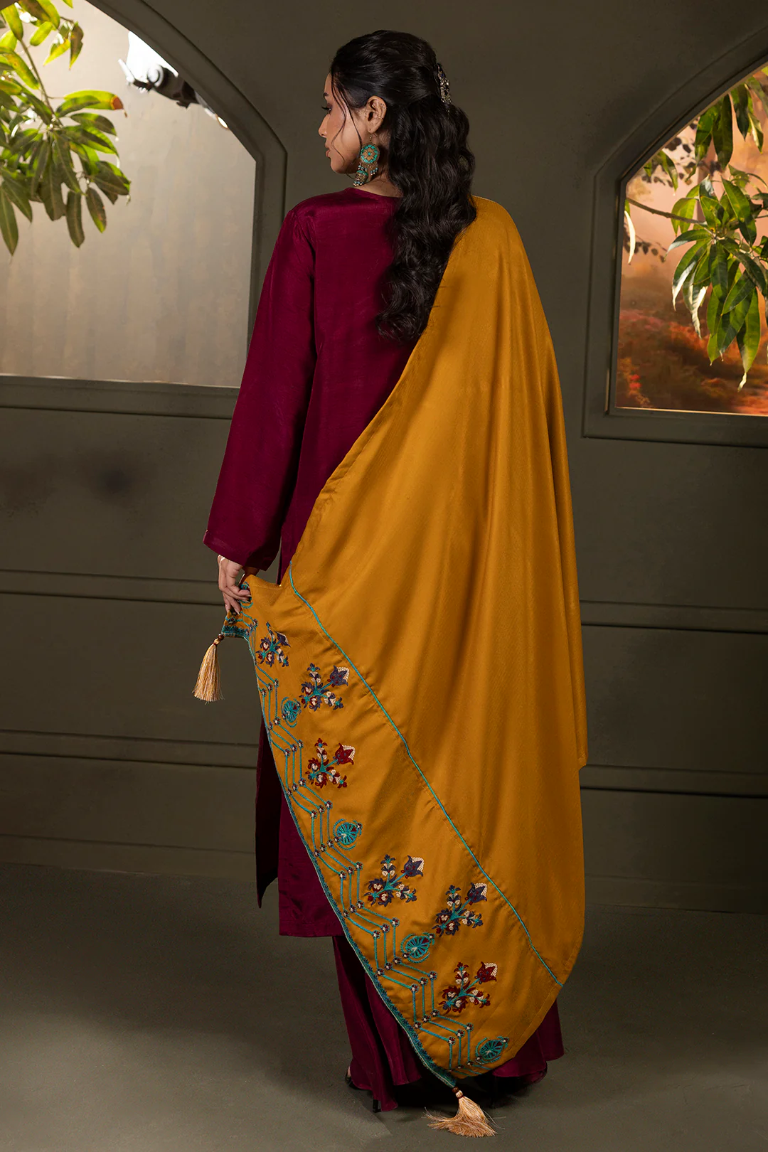 Embroidered Shawl - 0015 - Image 14
