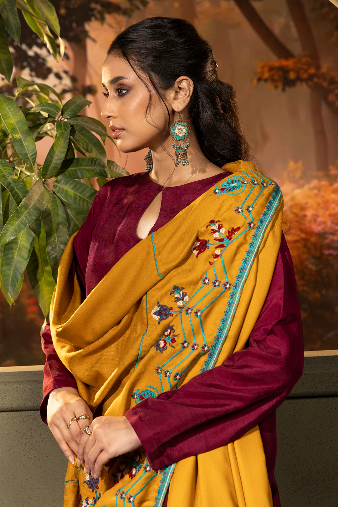 Embroidered Shawl - 0015 - Image 4