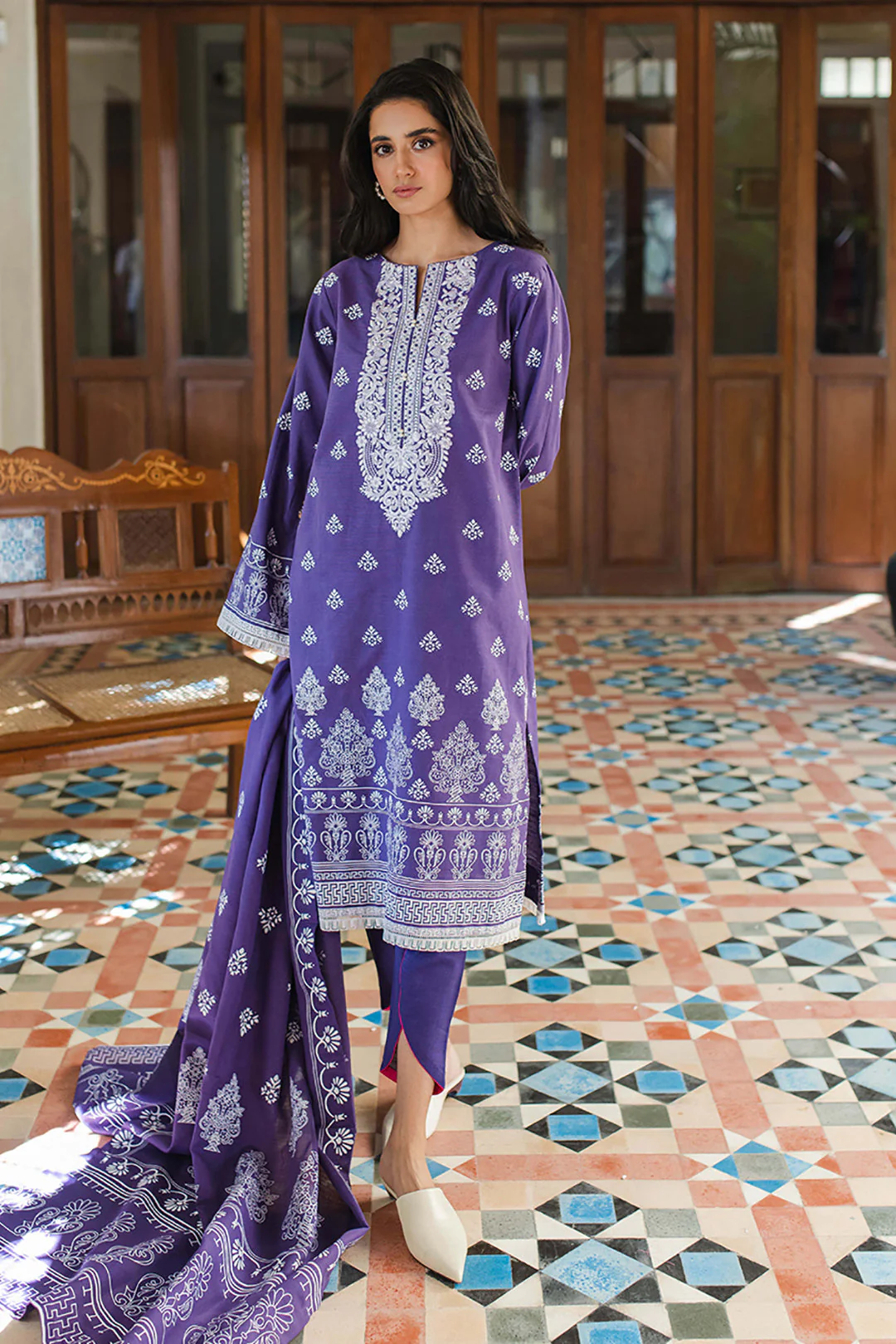 Embroidered Shirt Dupatta - 0068 - Image 2