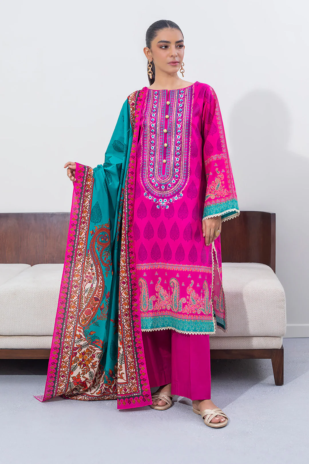 Embroidered Shirt Dupatta - 0613 - Image 2