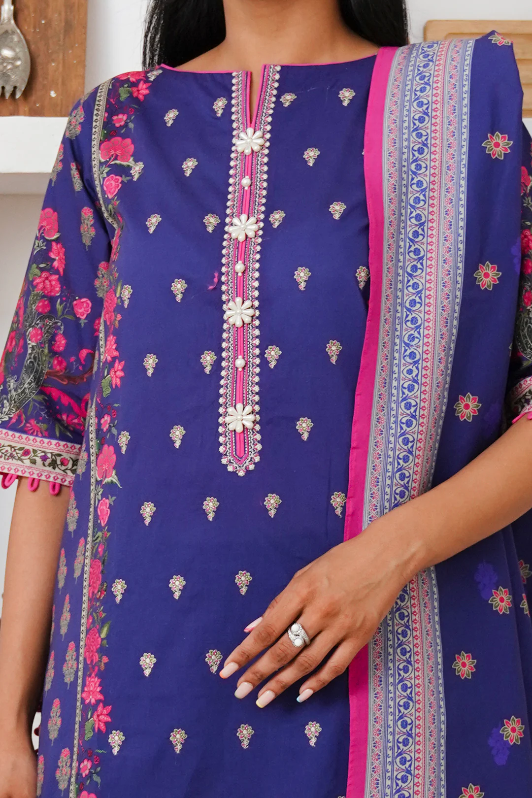 Embroidered Shirt Dupatta - 0110 - Image 4