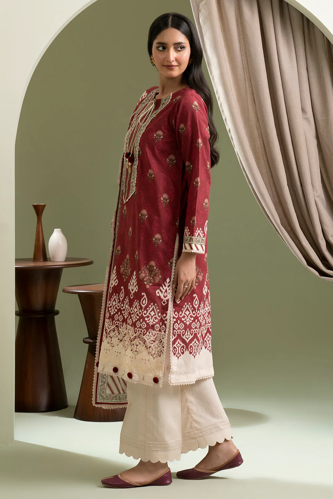 Embroidered Shirt Dupatta - 0421 - Image 11