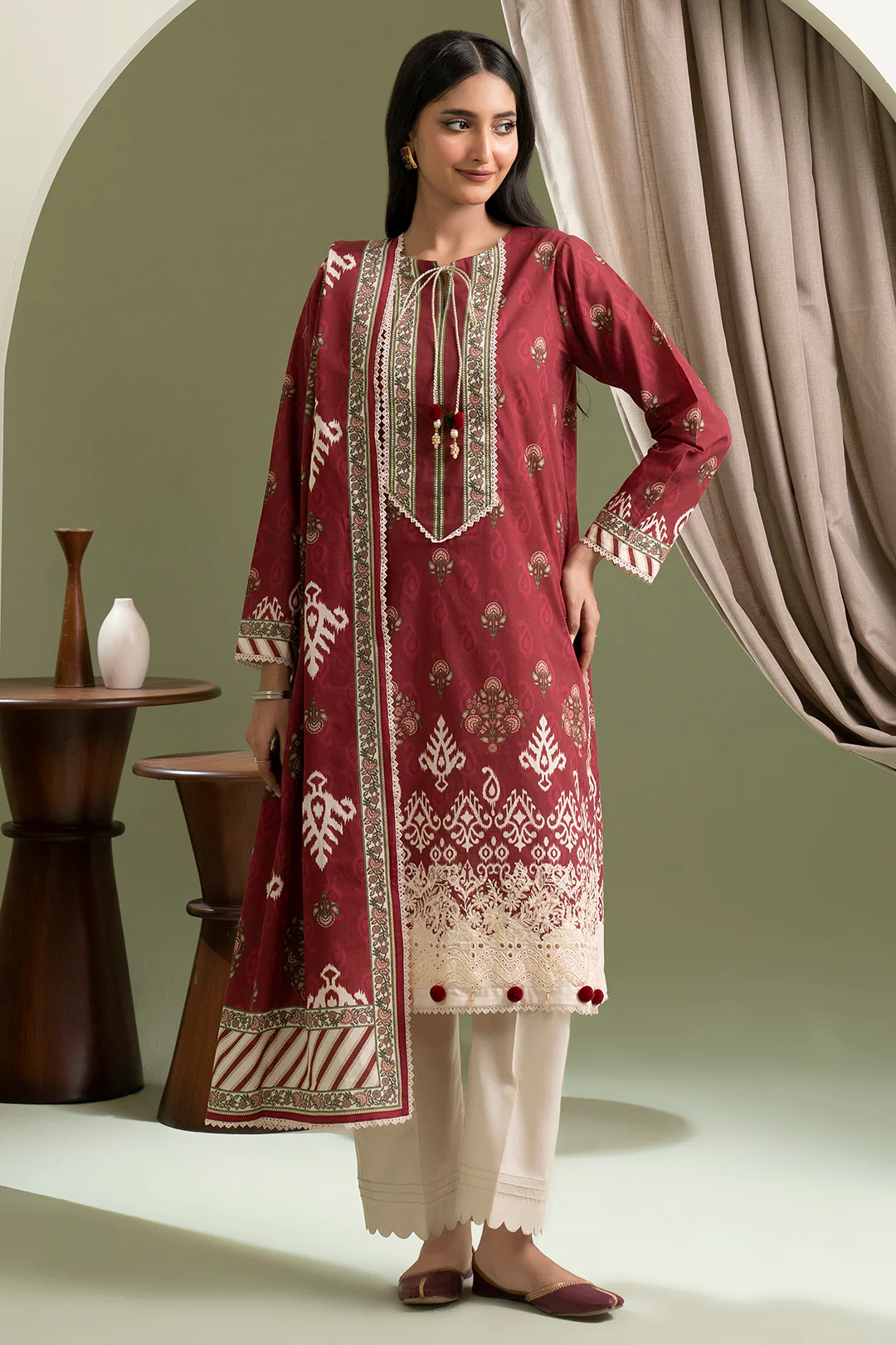 Embroidered Shirt Dupatta - 0421 - Image 2