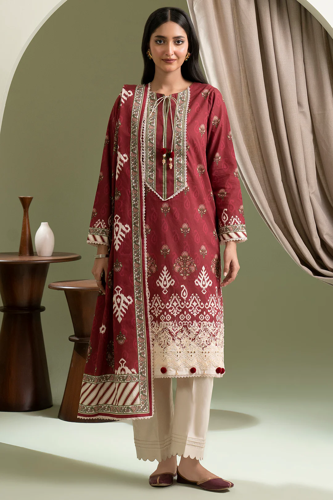Embroidered Shirt Dupatta - 0421 - Image 4