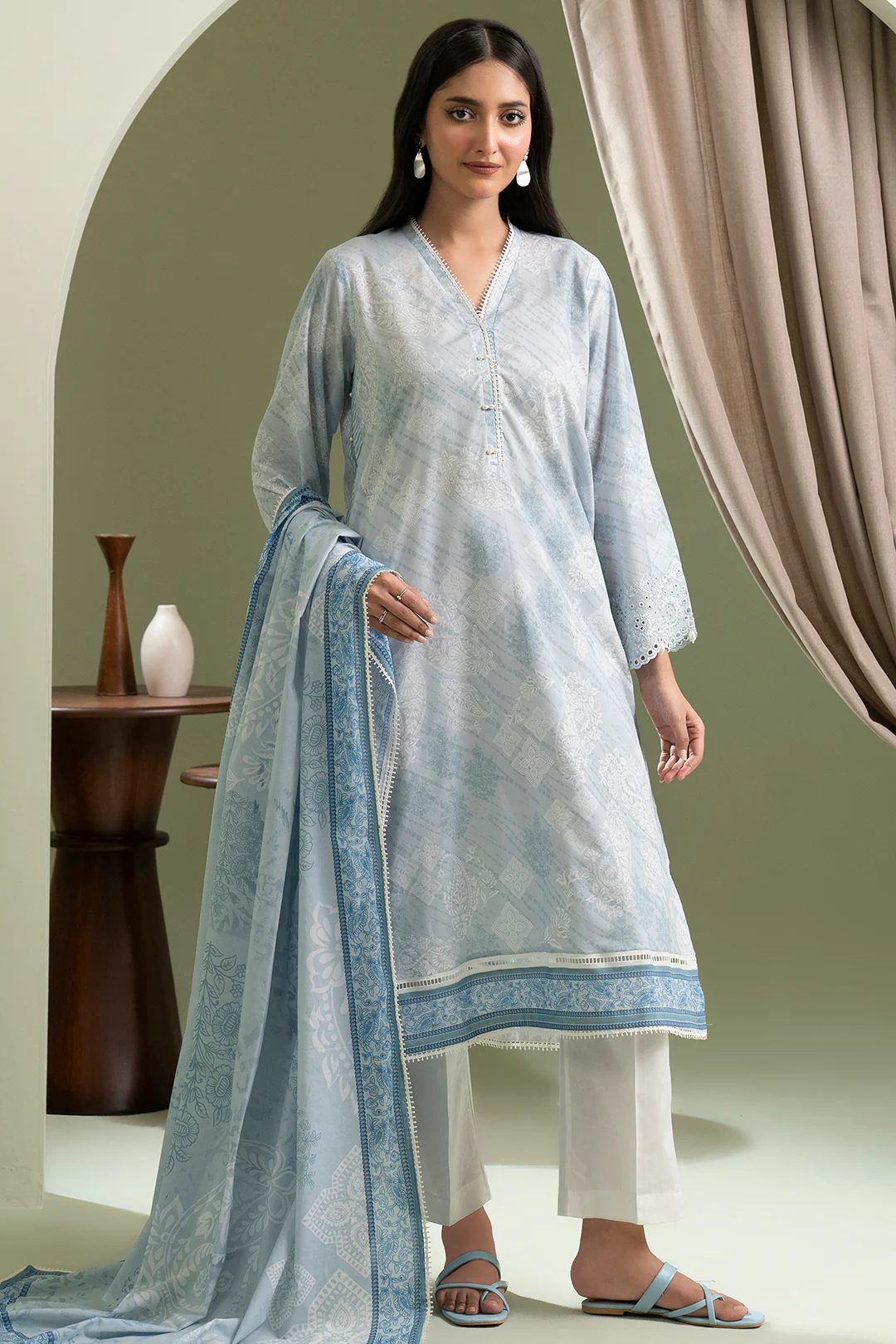 Embroidered Shirt Dupatta - 0422 - Image 2