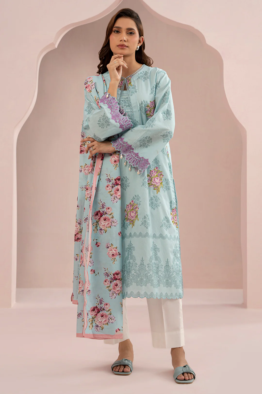 Embroidered Shirt Dupatta - 0488 - Image 4
