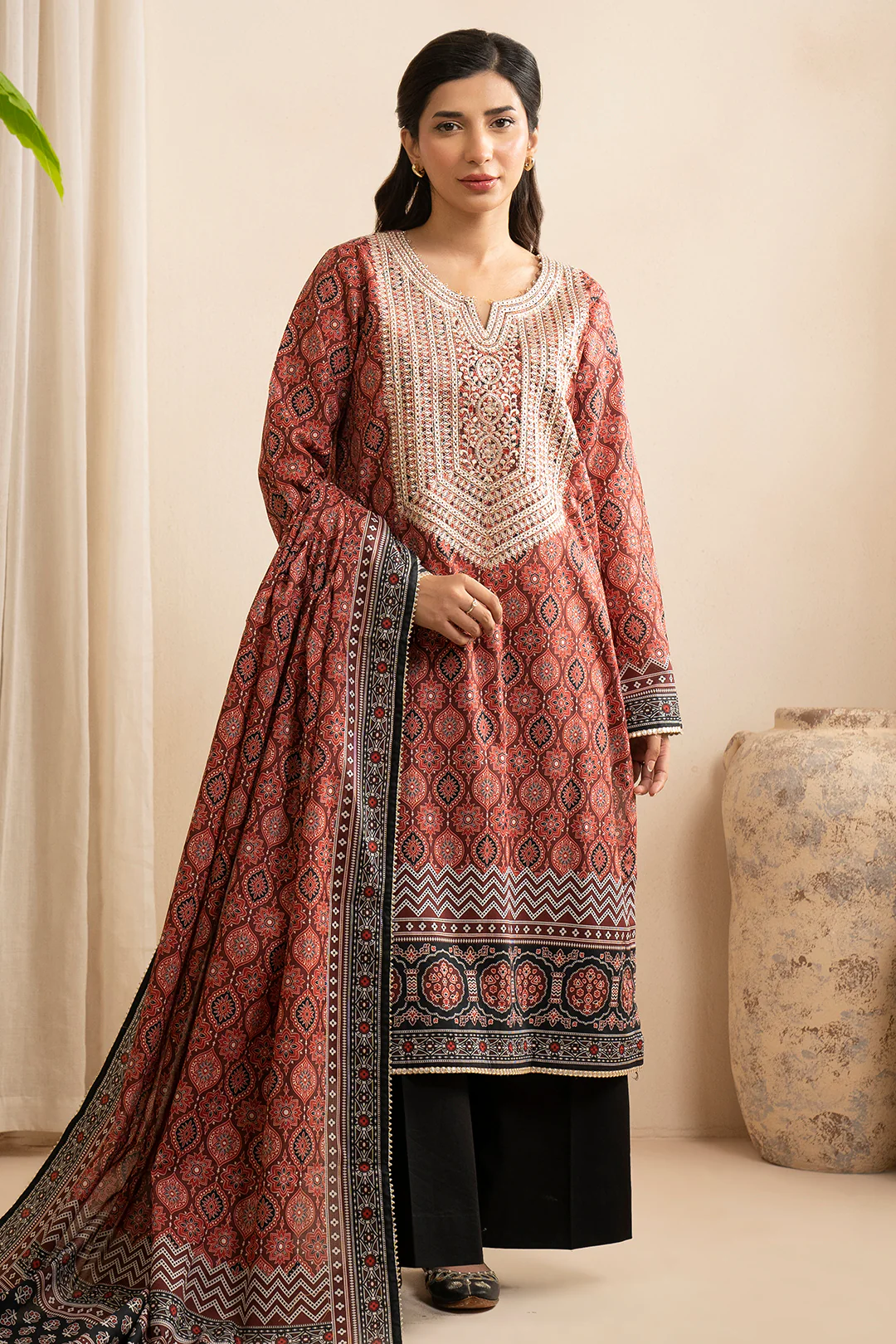 Embroidered Shirt Dupatta - 0560 - Image 2