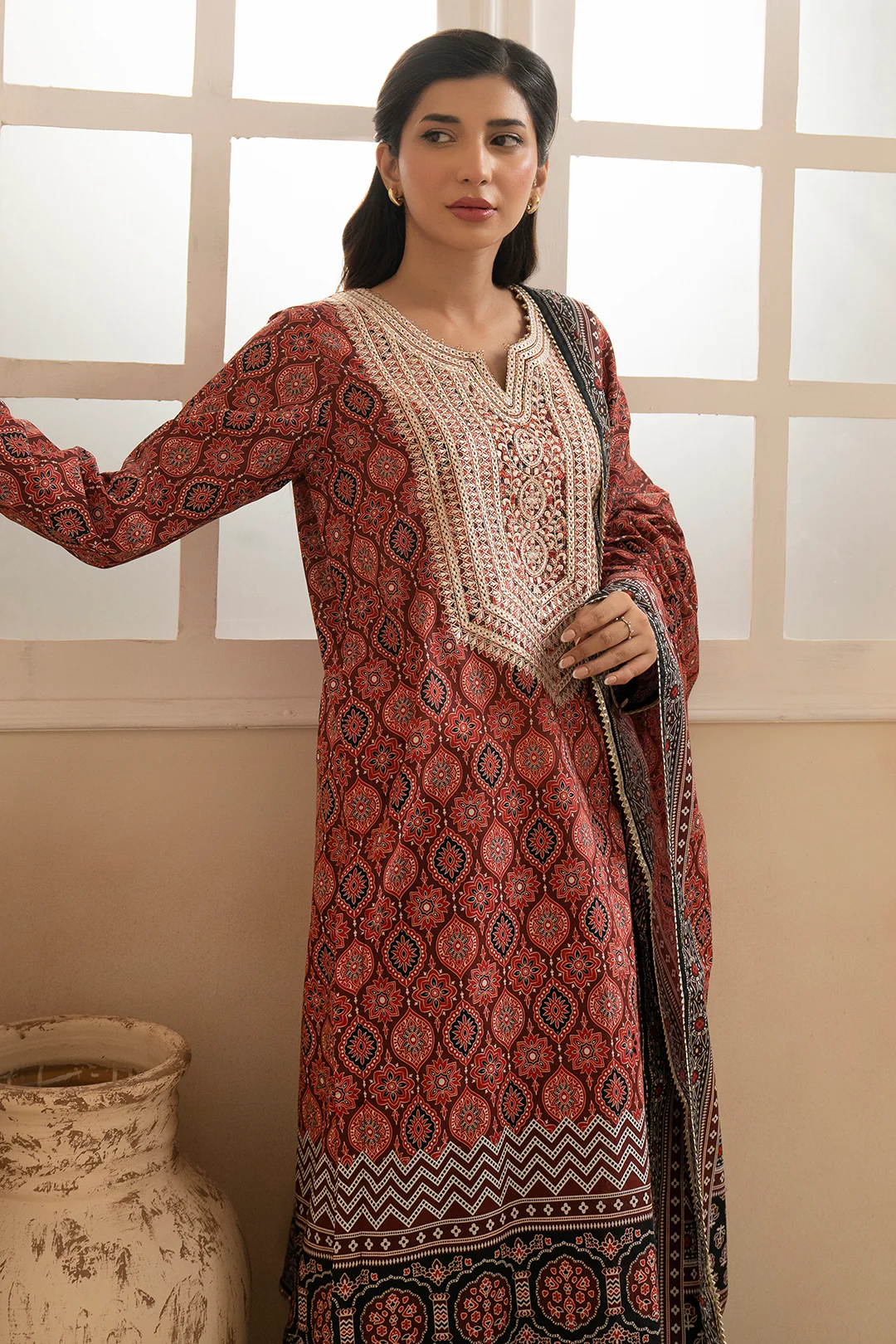 Embroidered Shirt Dupatta - 0560 - Image 3
