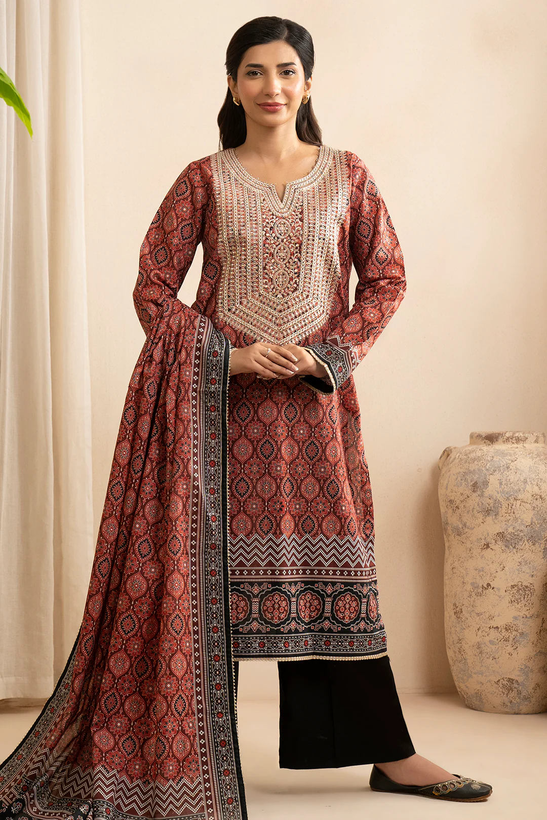 Embroidered Shirt Dupatta - 0560 - Image 4