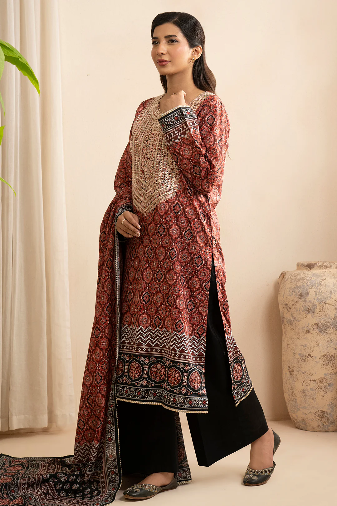 Embroidered Shirt Dupatta - 0560 - Image 5