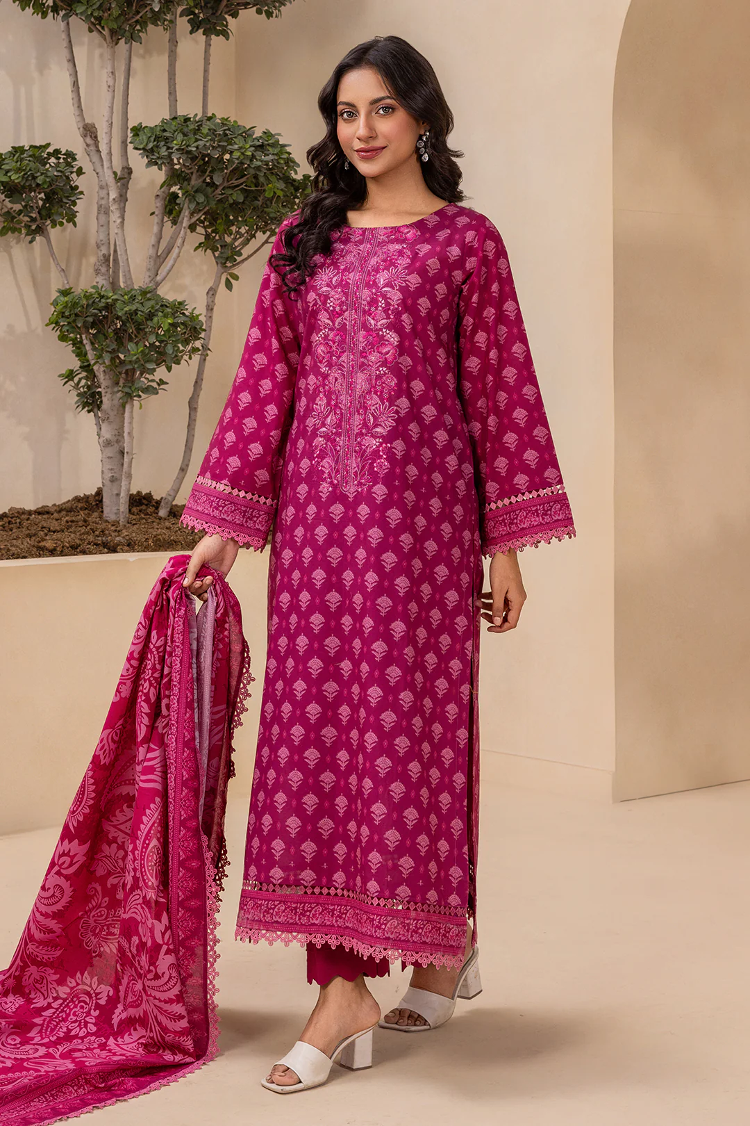 Embroidered Shirt Dupatta - 0407 - Image 8