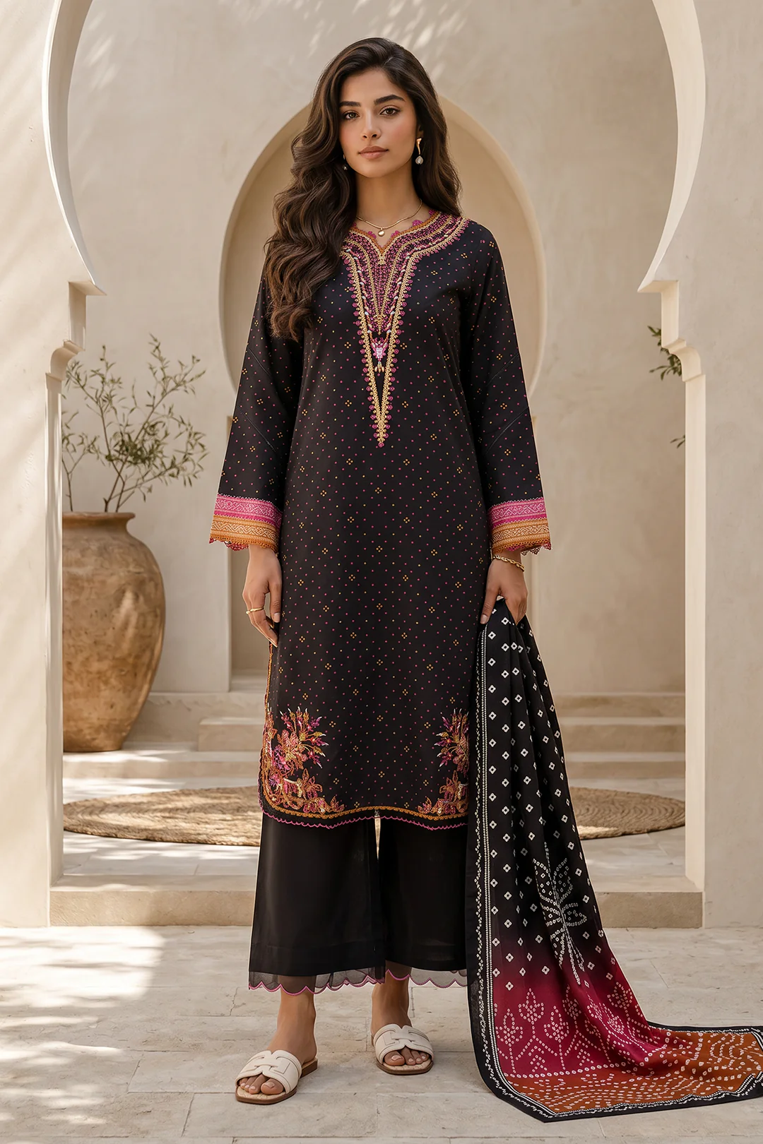 Embroidered Shirt Dupatta - 0867