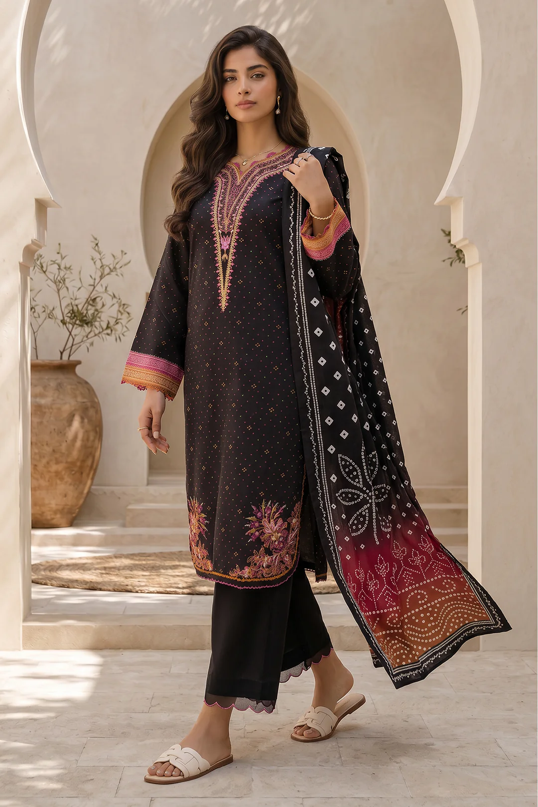 Embroidered Shirt Dupatta - 0867 - Image 2