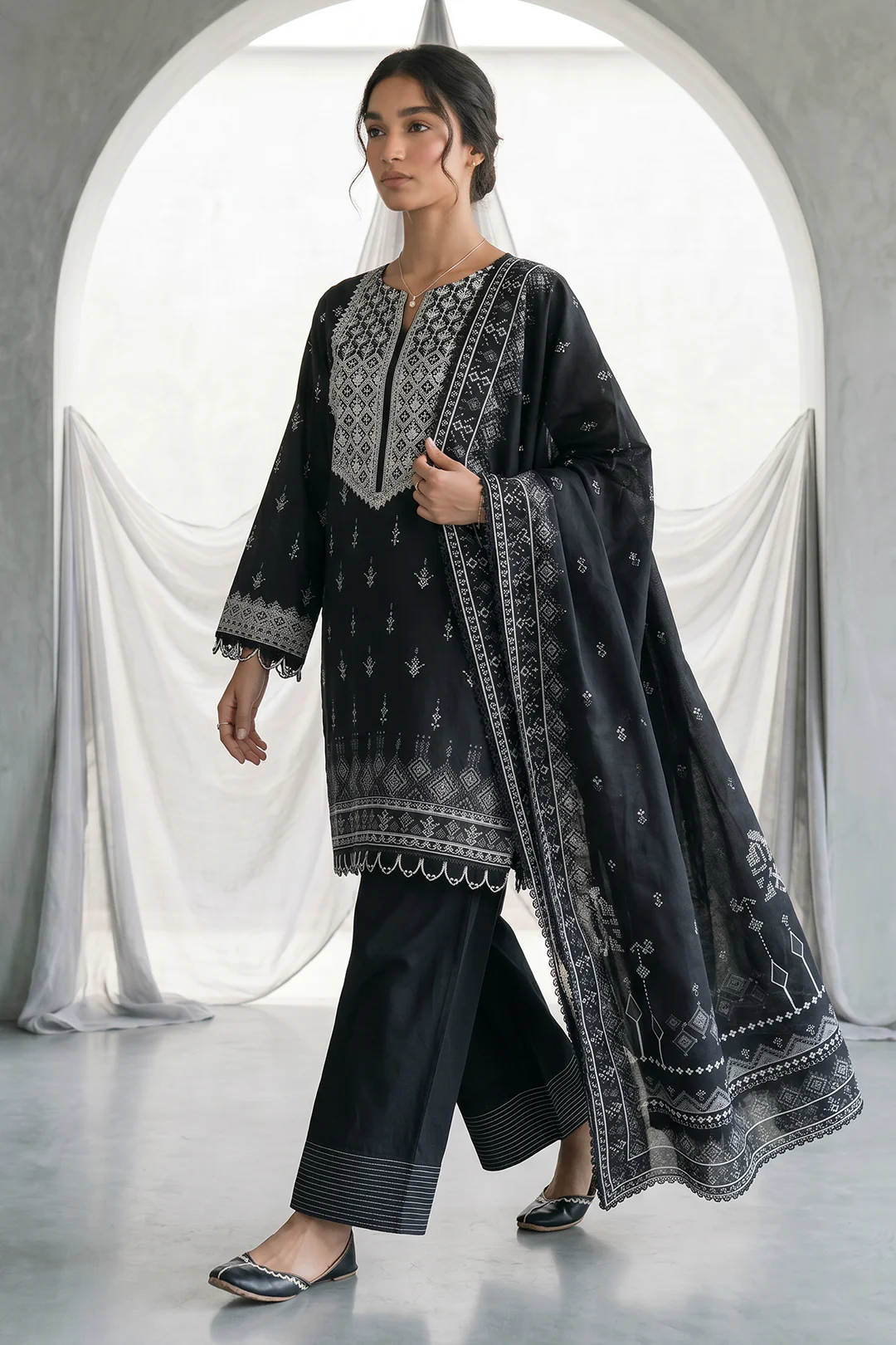 Embroidered Shirt Dupatta - 1067 - Image 3