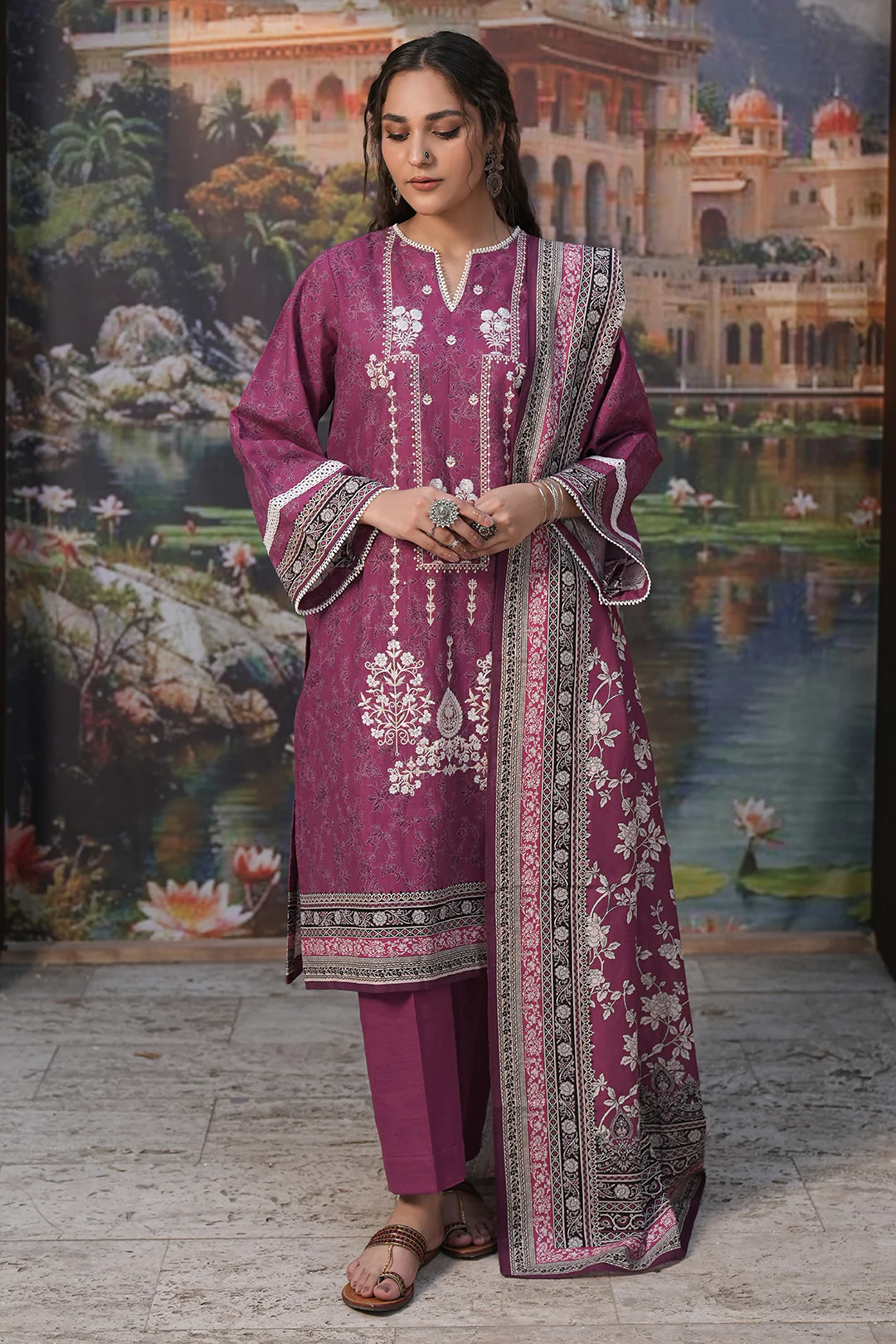 Embroidered Shirt Dupatta - 0438 - Image 2