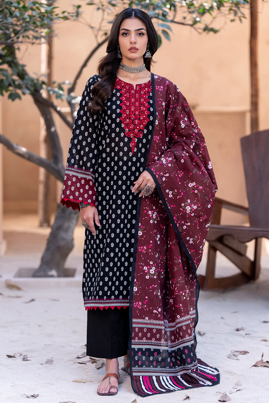Embroidered Shirt Dupatta - 0505 - Image 2