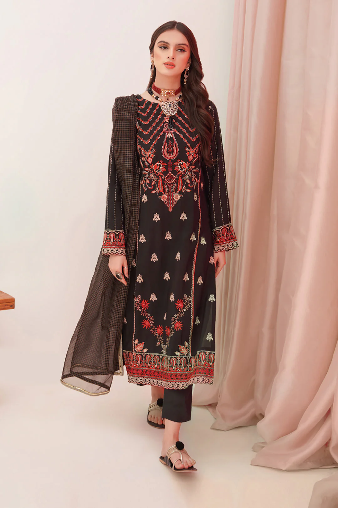 Embroidered Shirt Shalwar Dupatta - 0357 - Image 4