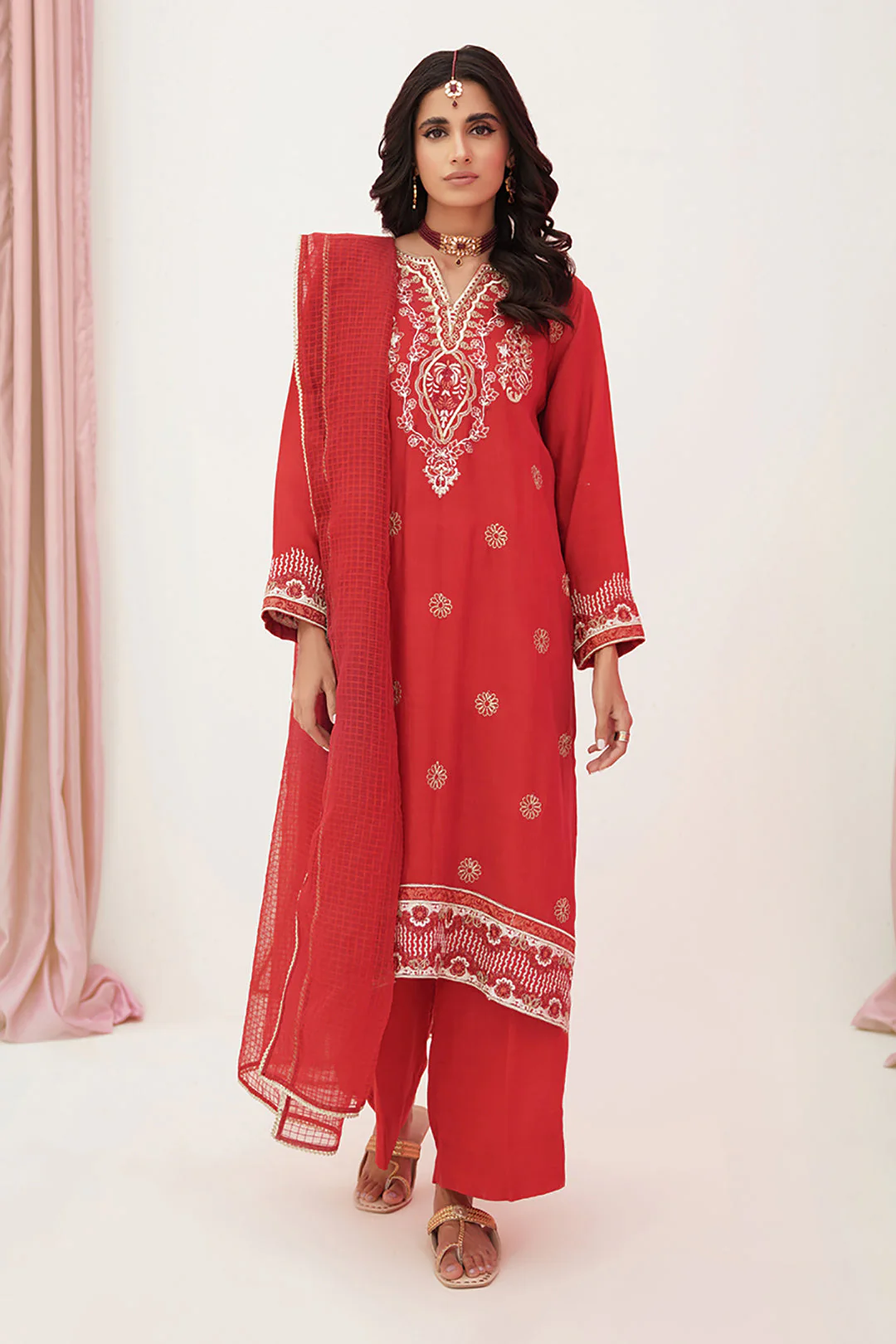 Embroidered Shirt Shalwar Dupatta - 0358 - Image 5