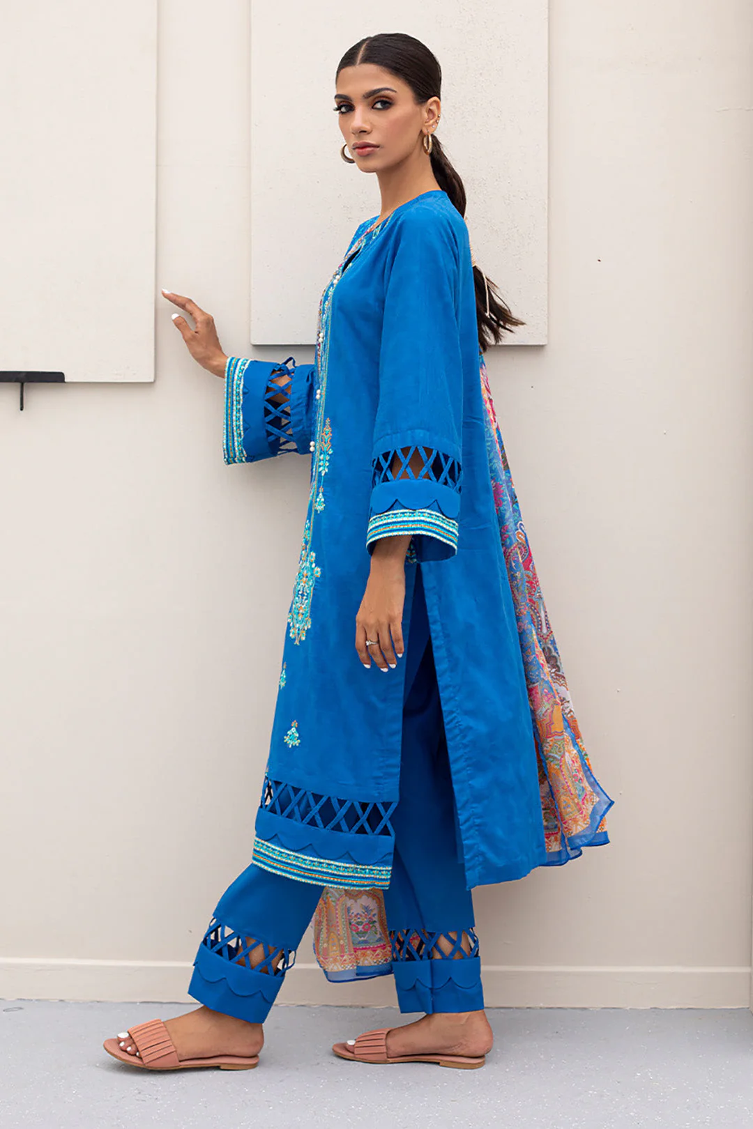 Embroidered Shirt Shalwar Dupatta - 0435 - Image 3